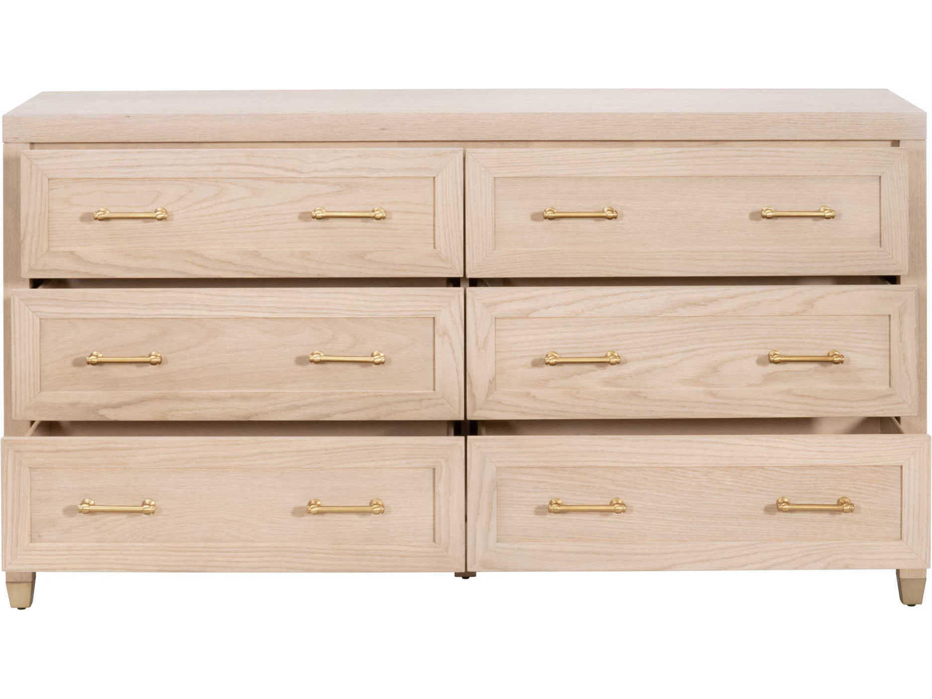 Luxecor Respite 6-Drawers Brown Oak Wood Double Dresser
