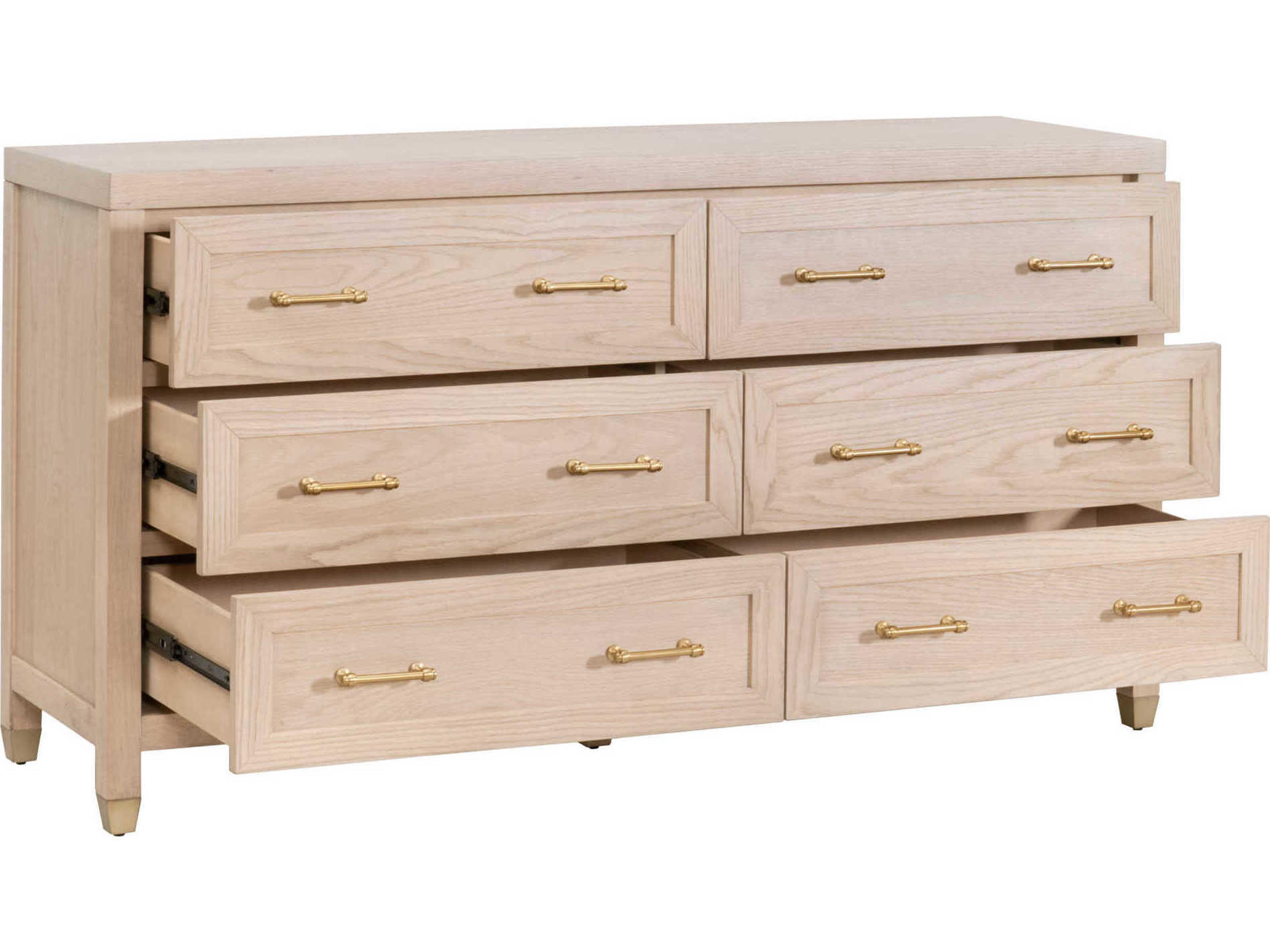 Luxecor Respite 6-Drawers Brown Oak Wood Double Dresser