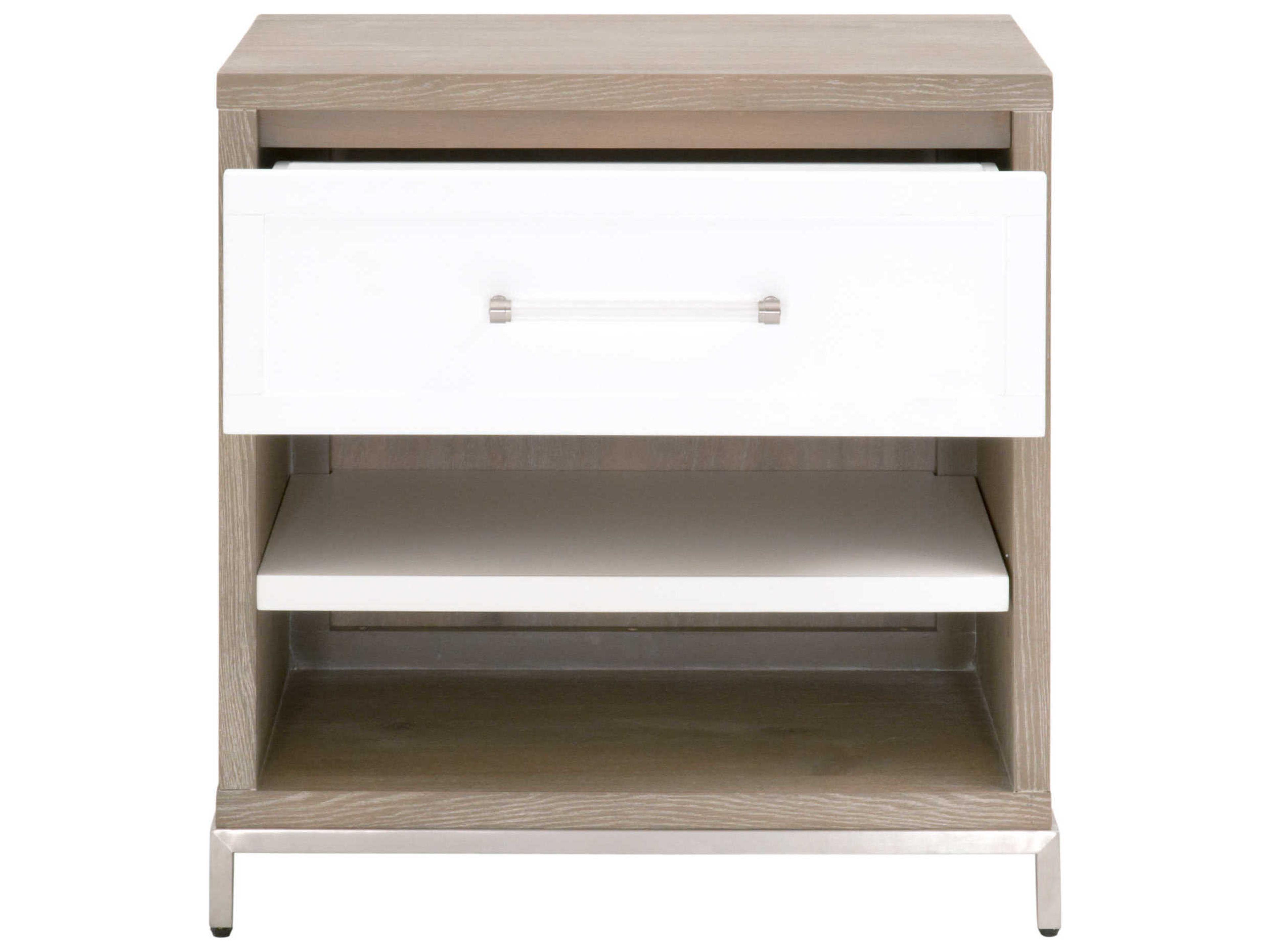 Essentials for Living Traditions Wrenn 1-Drawer Gray Acacia Wood Nightstand