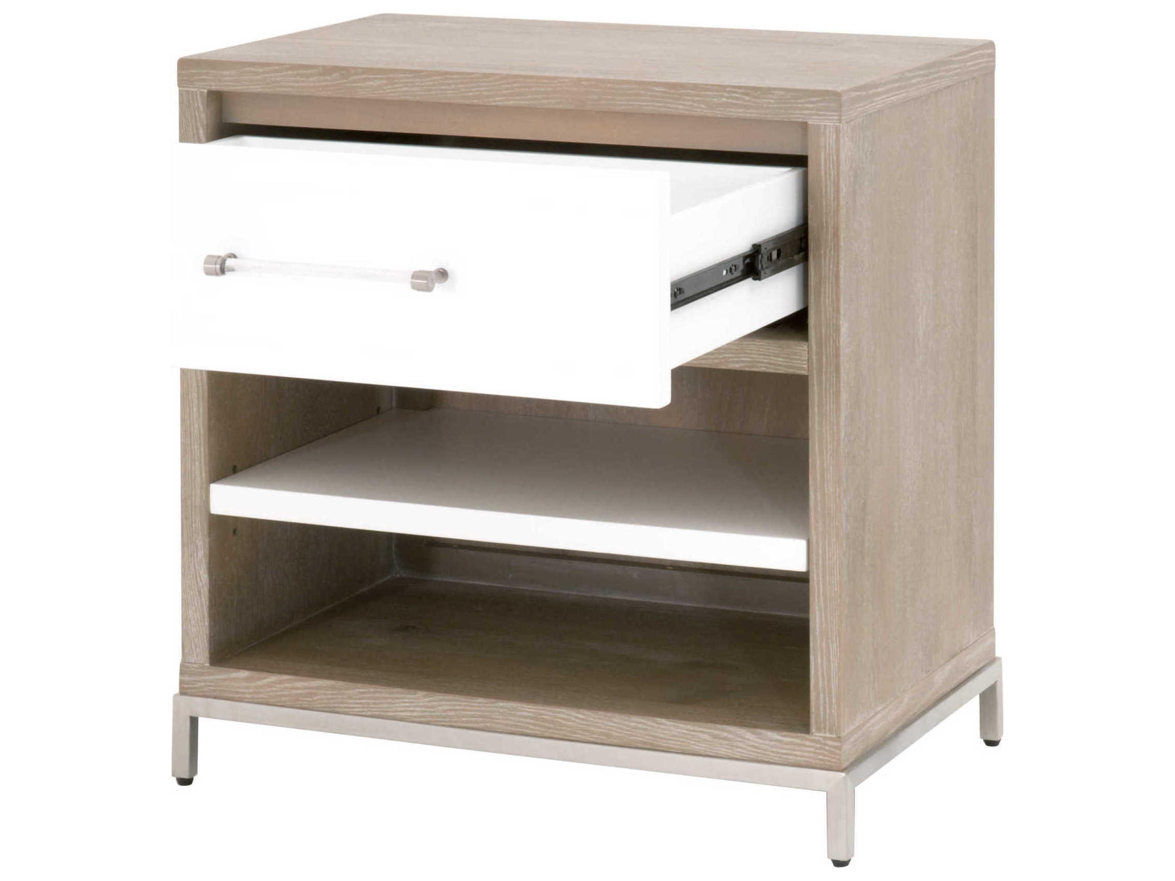 Essentials for Living Traditions Wrenn 1-Drawer Gray Acacia Wood Nightstand