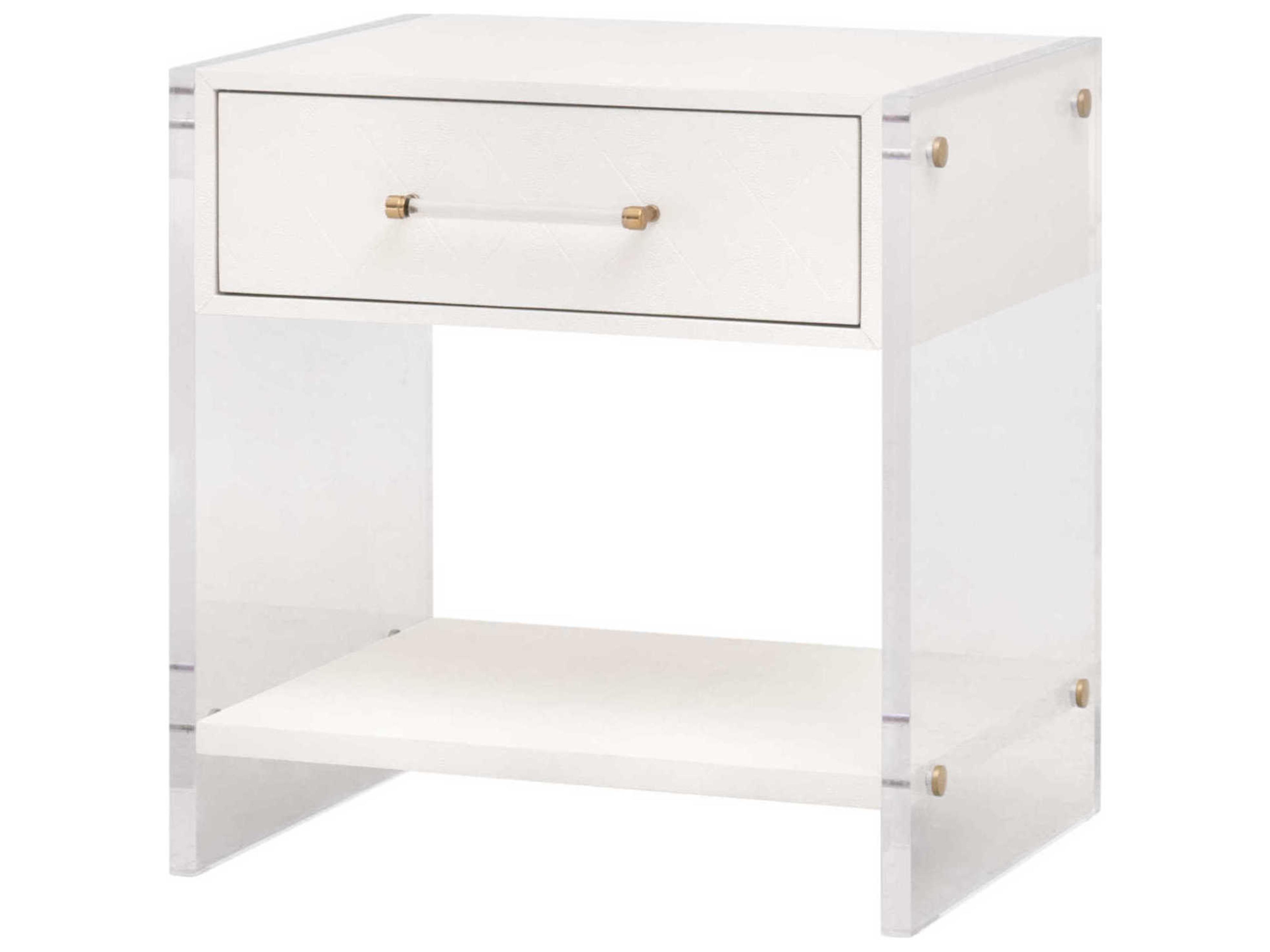 Traditions Sonia Shagreen 1-Drawer White Rubberwood Nightstand