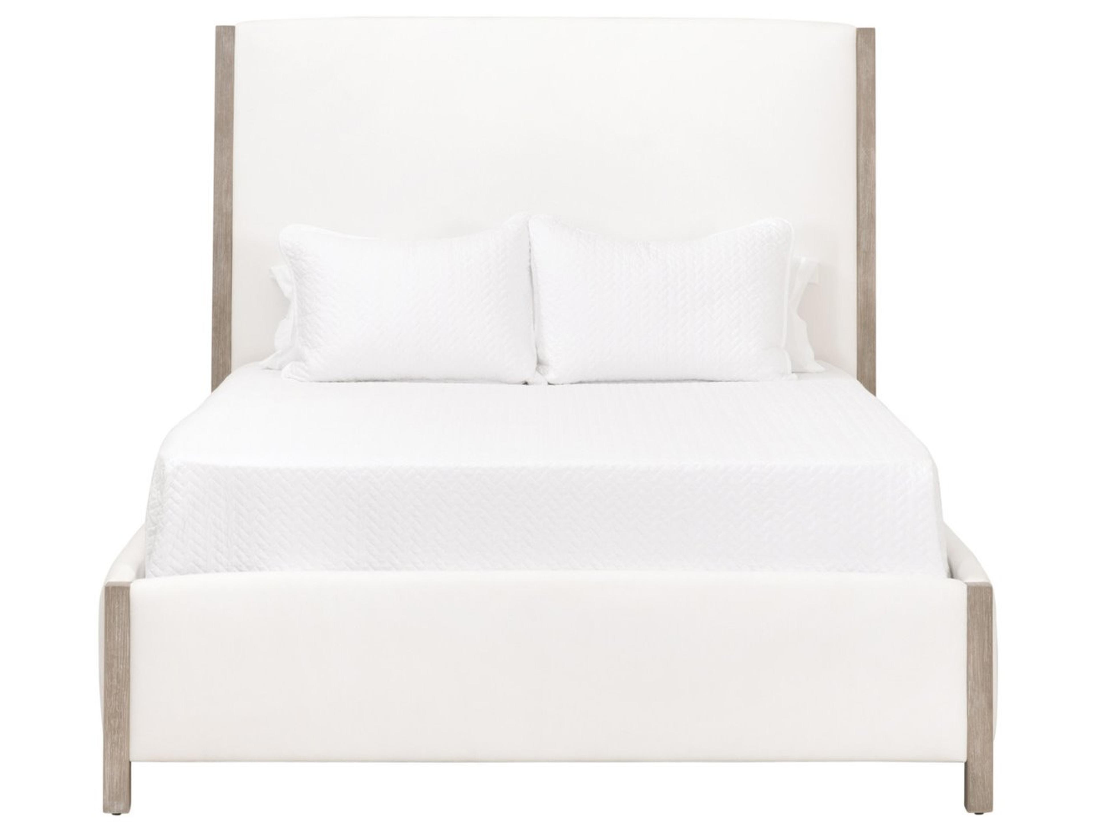 Essentials for Living Traditions White Beech Wood Upholstered Queen Platform Bed