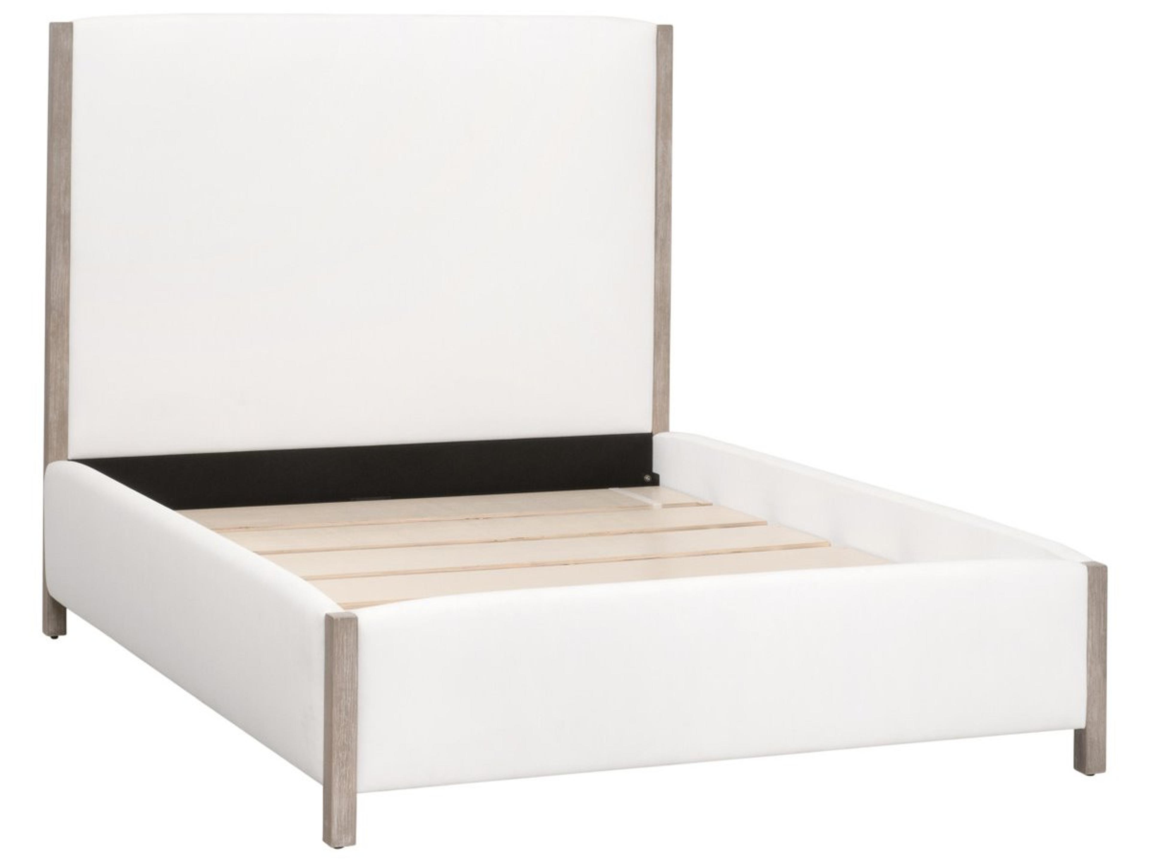 Essentials for Living Traditions White Beech Wood Upholstered Queen Platform Bed