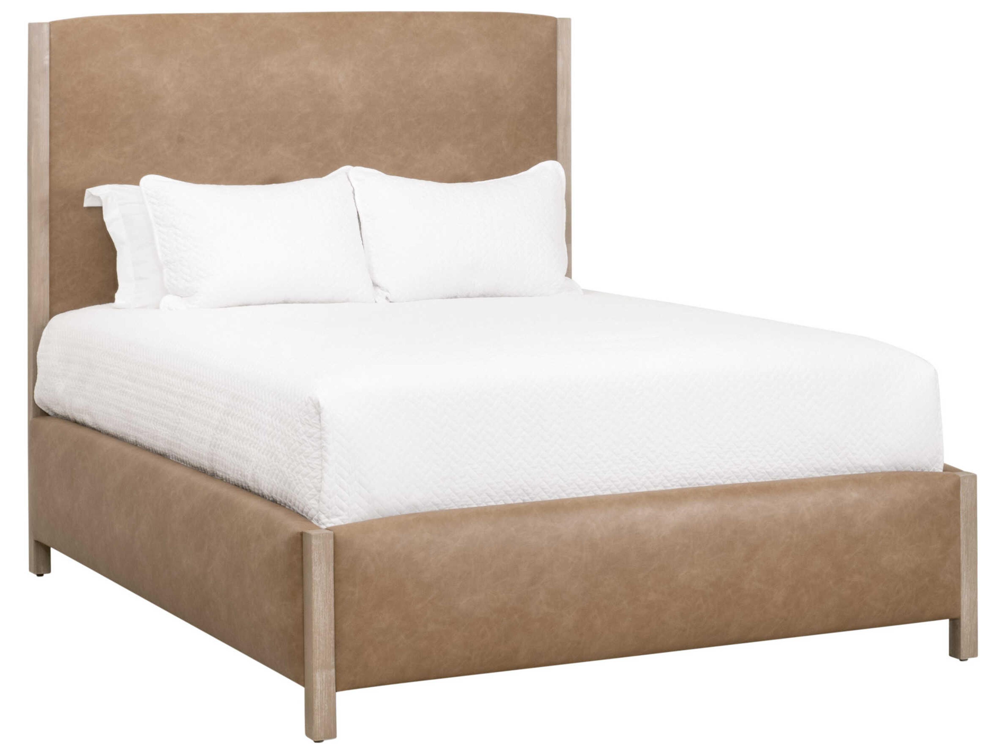 Traditions Emmett Natural Gray Ivanhoe Toast Brown Plywood Upholstered Queen Platform Bed