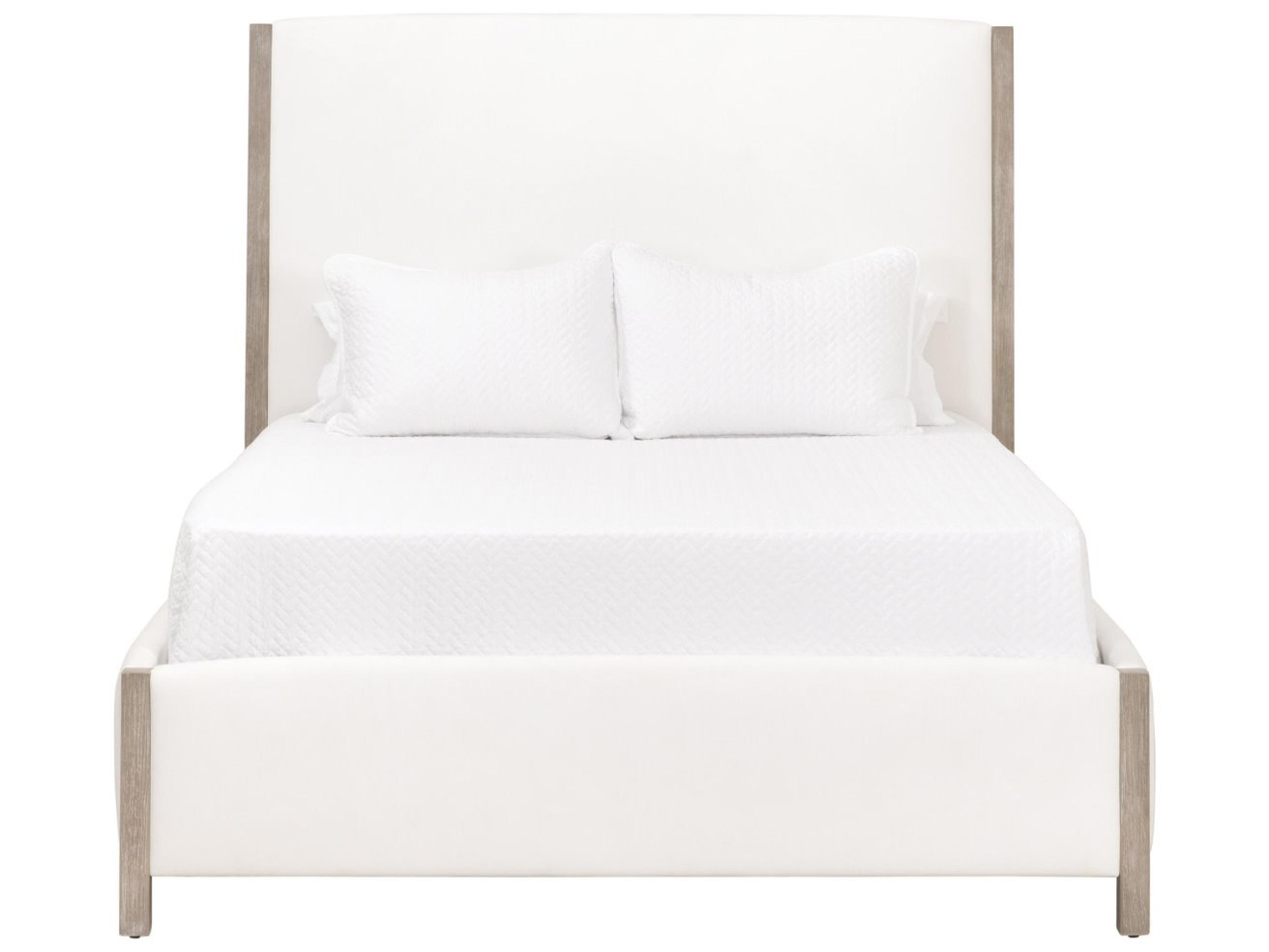 Luxecor Respite White Beech Wood Upholstered King Platform Bed