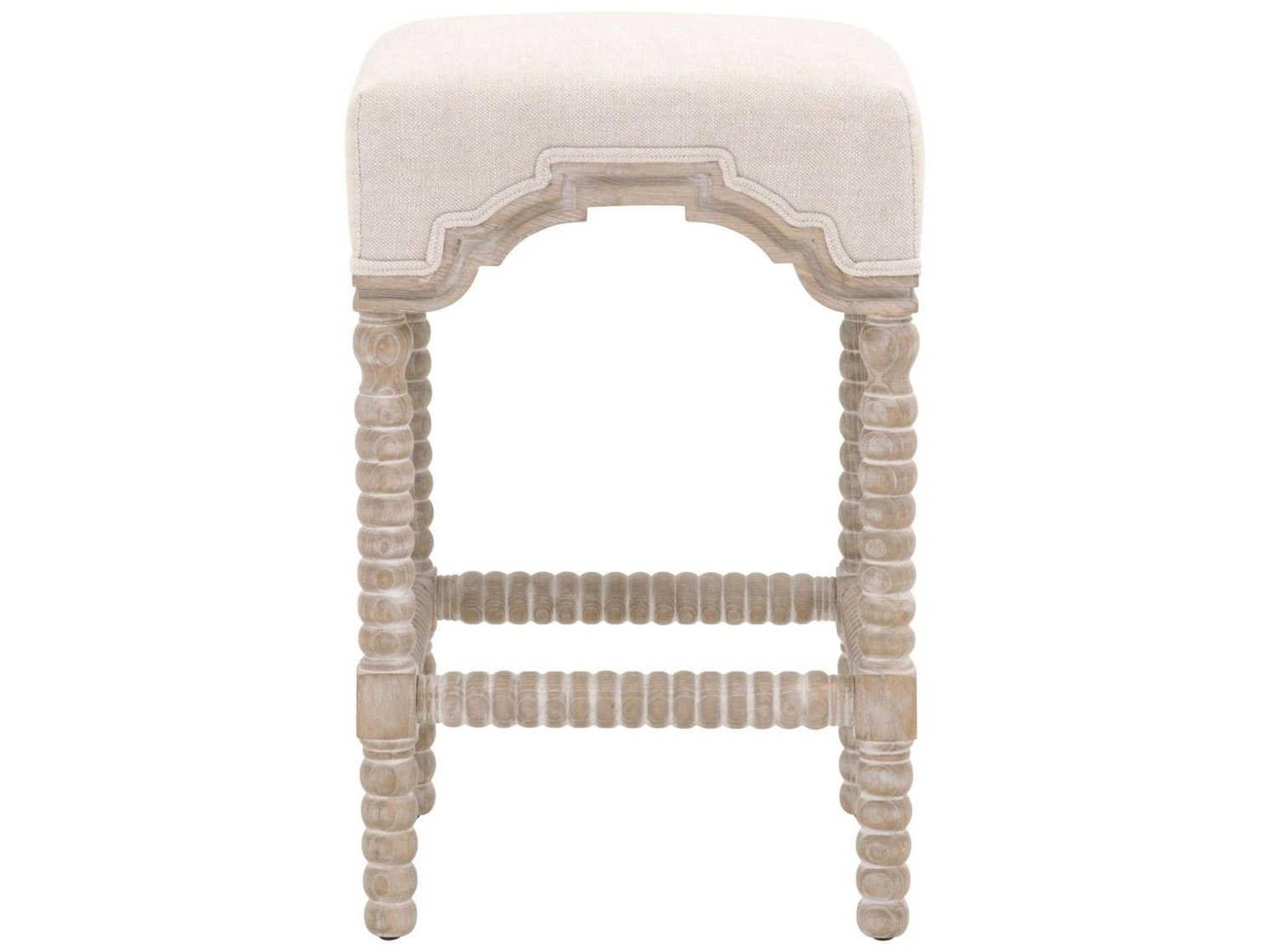 Luxecor Respite Upholstered Ash Wood Bisque French Linen Counter Stool