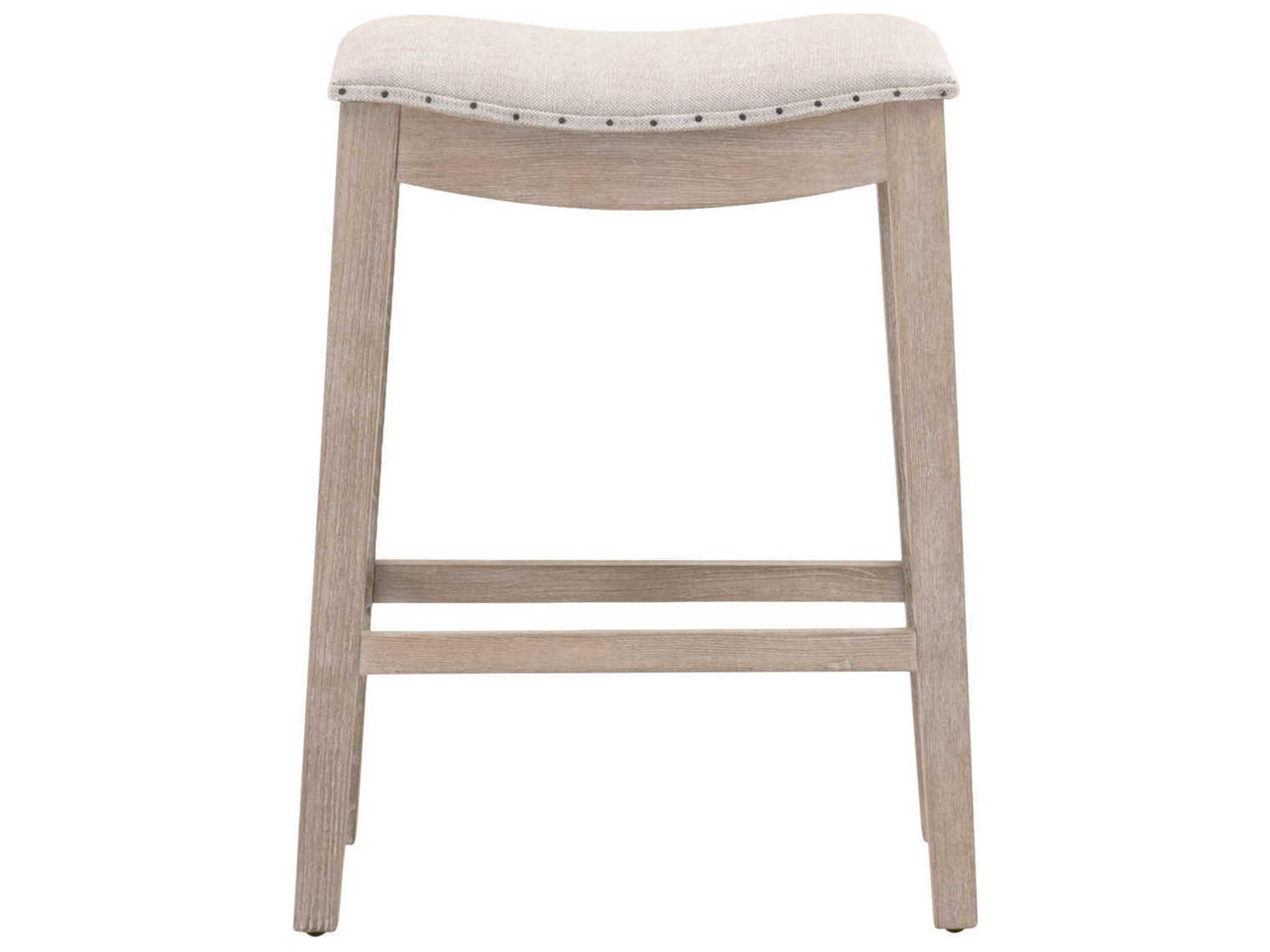 Luxecor Respite Upholstered Ash Wood Bisque French Linen Natural Gray Counter Stool