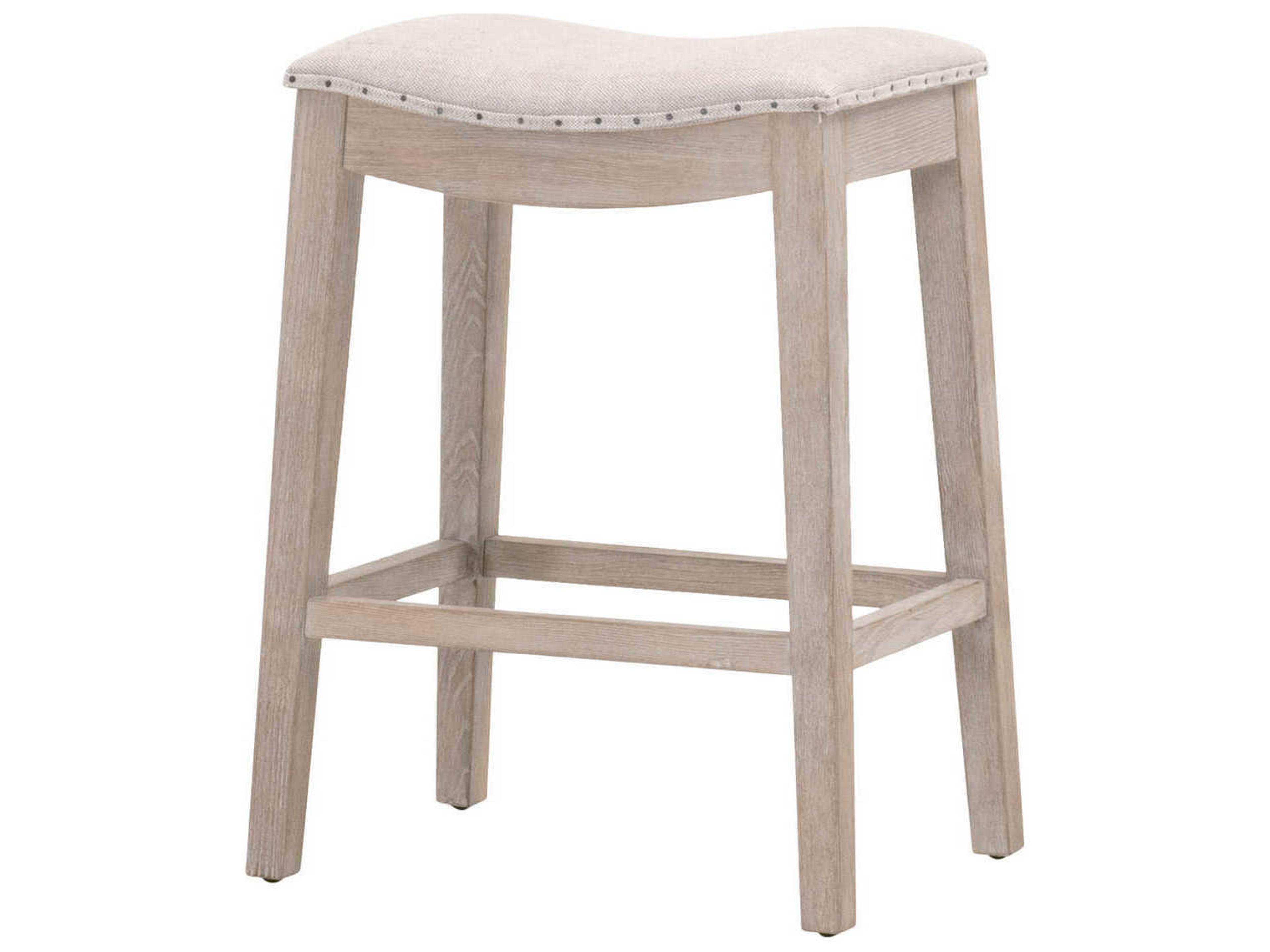 Harper Upholstered Counter Stool in Bisque French Linen and Natural Gray Ash