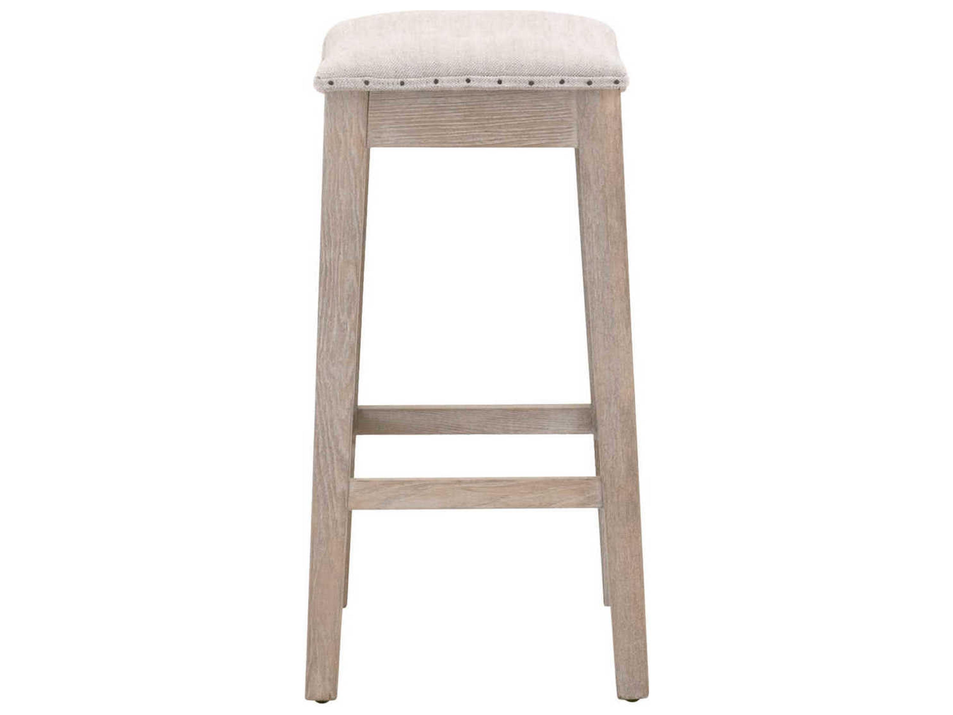 Luxecor Respite Upholstered Ash Wood Bisque French Linen Natural Gray Counter Stool