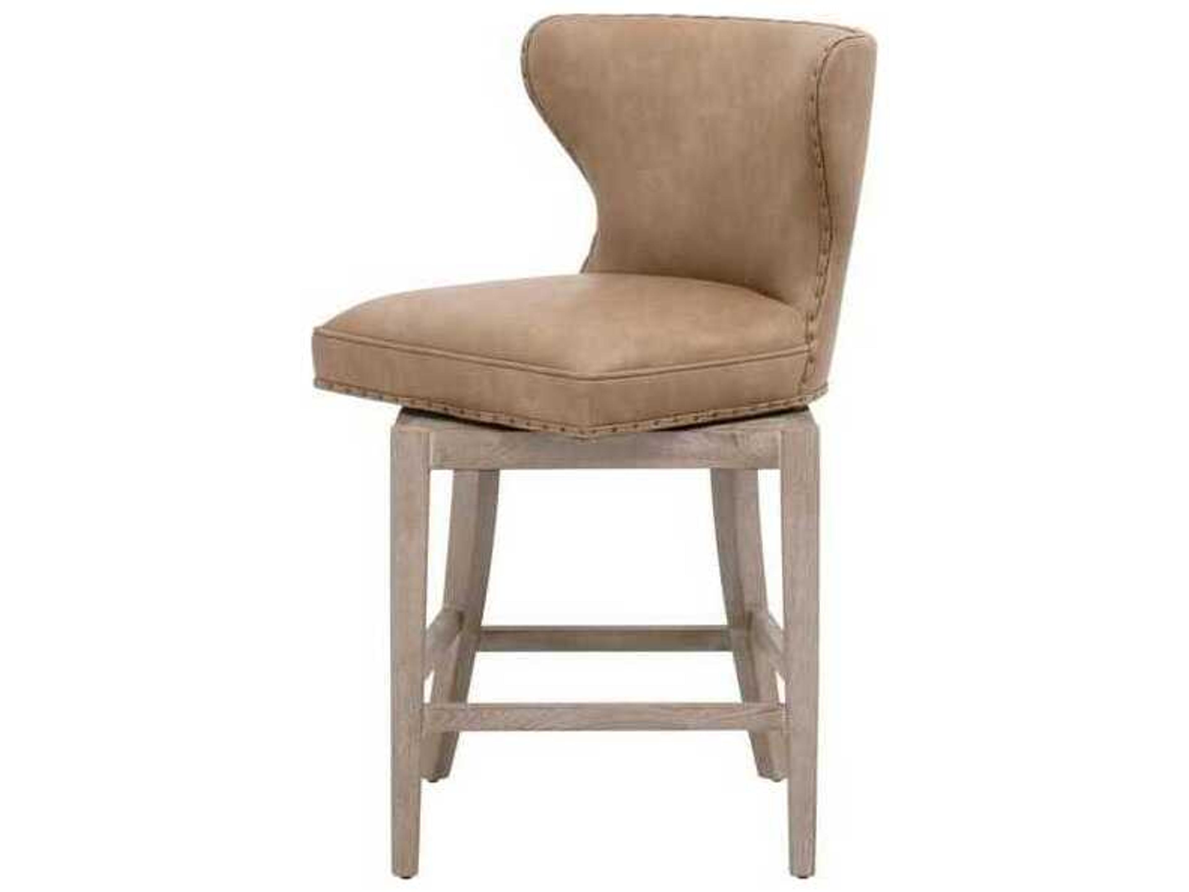 Luxecor Respite Leather Swivel Ash Wood Counter Stool