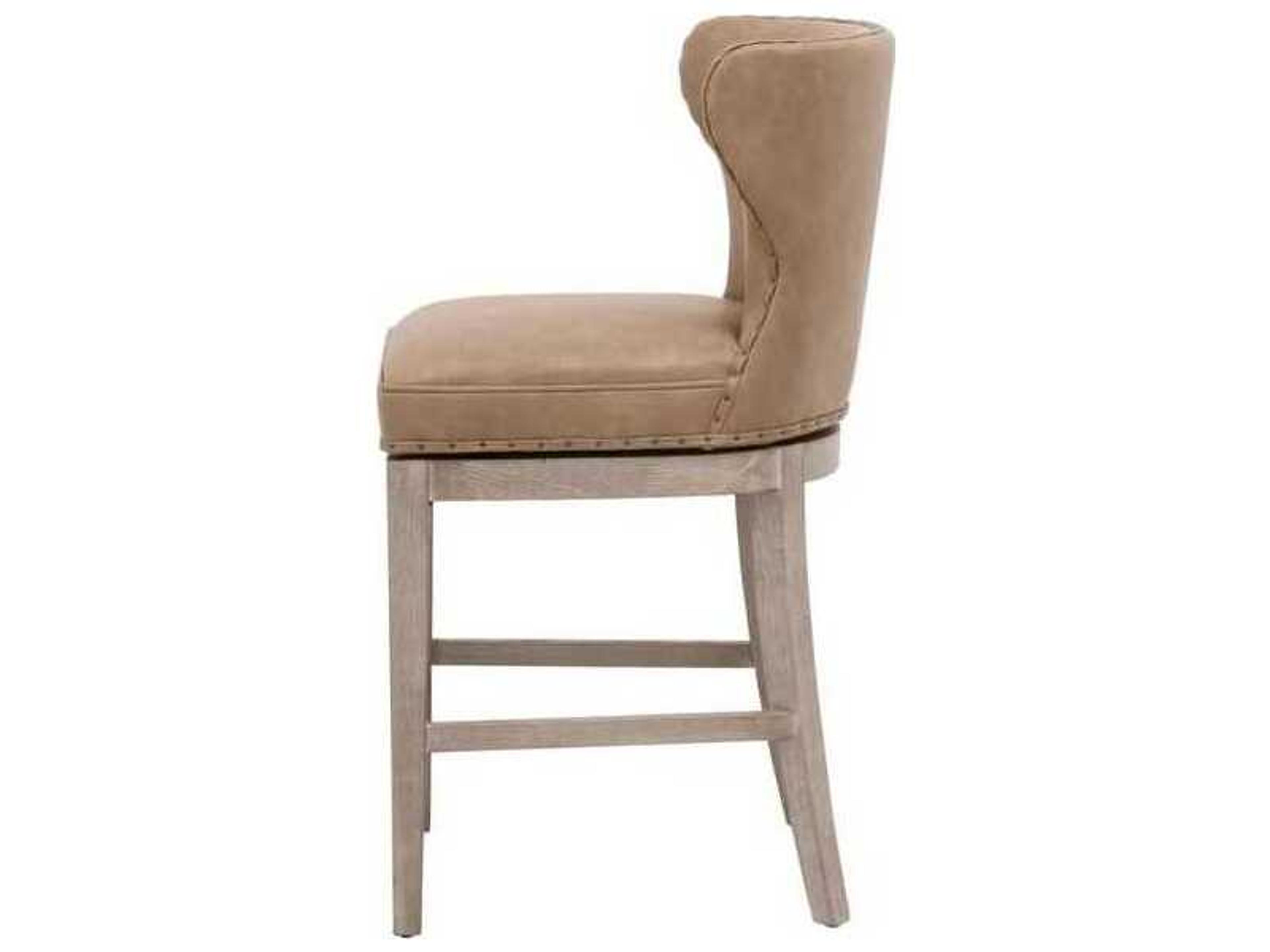 Luxecor Respite Leather Swivel Ash Wood Counter Stool