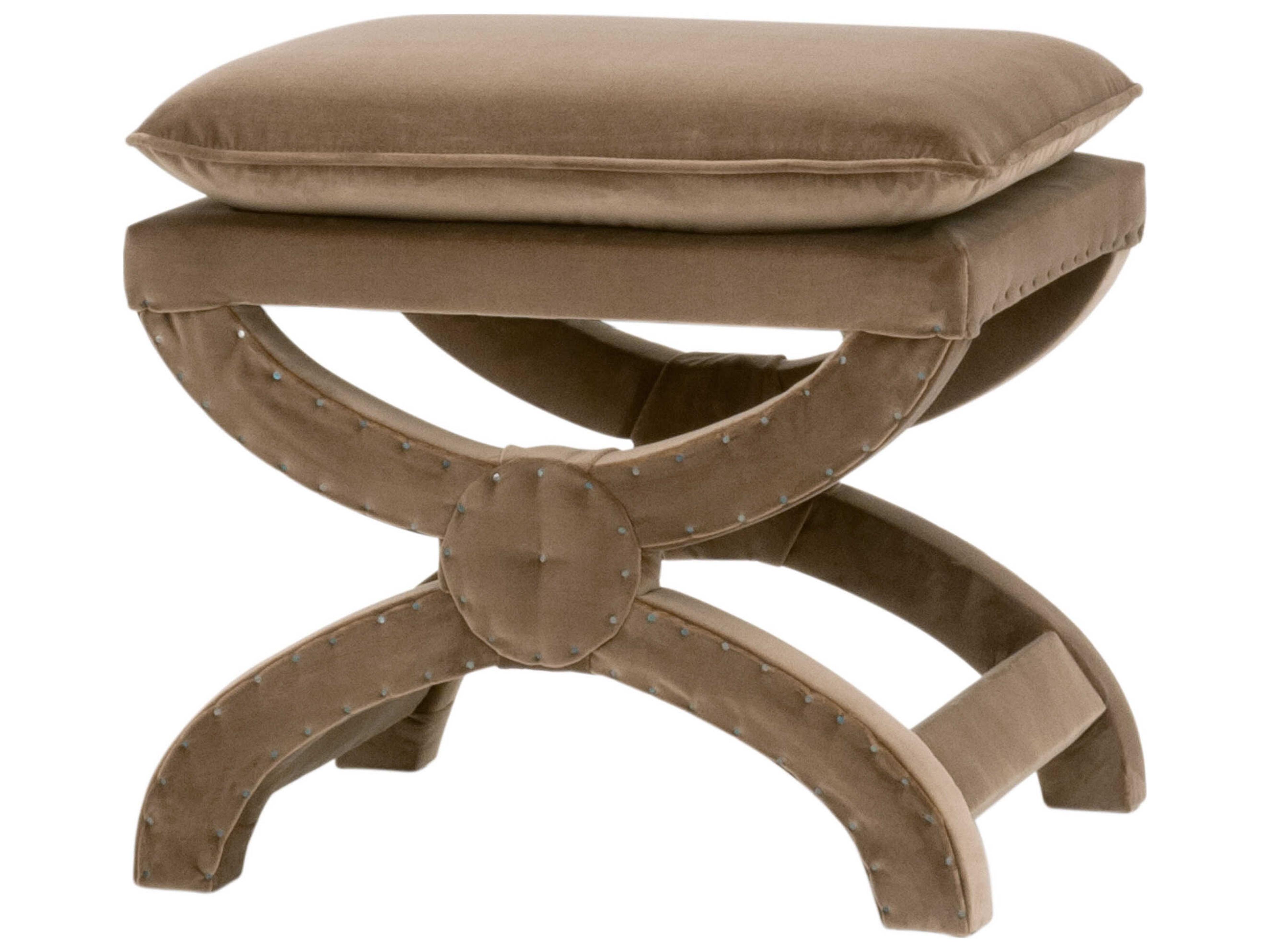 Essentials Gaston Brown Velvet Upholstered Ottoman