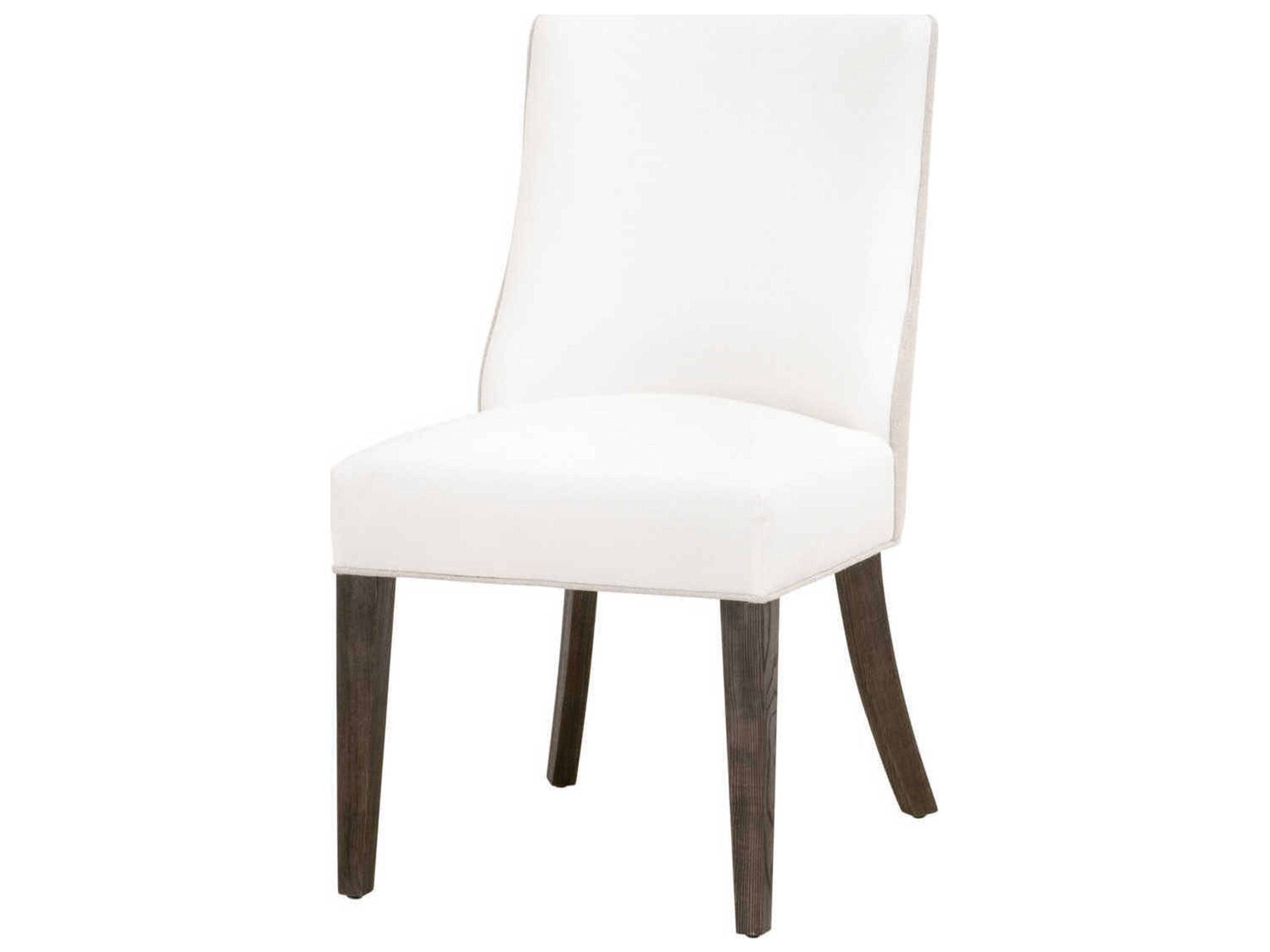 Ash Wood White Upholstered Side Dining Chair