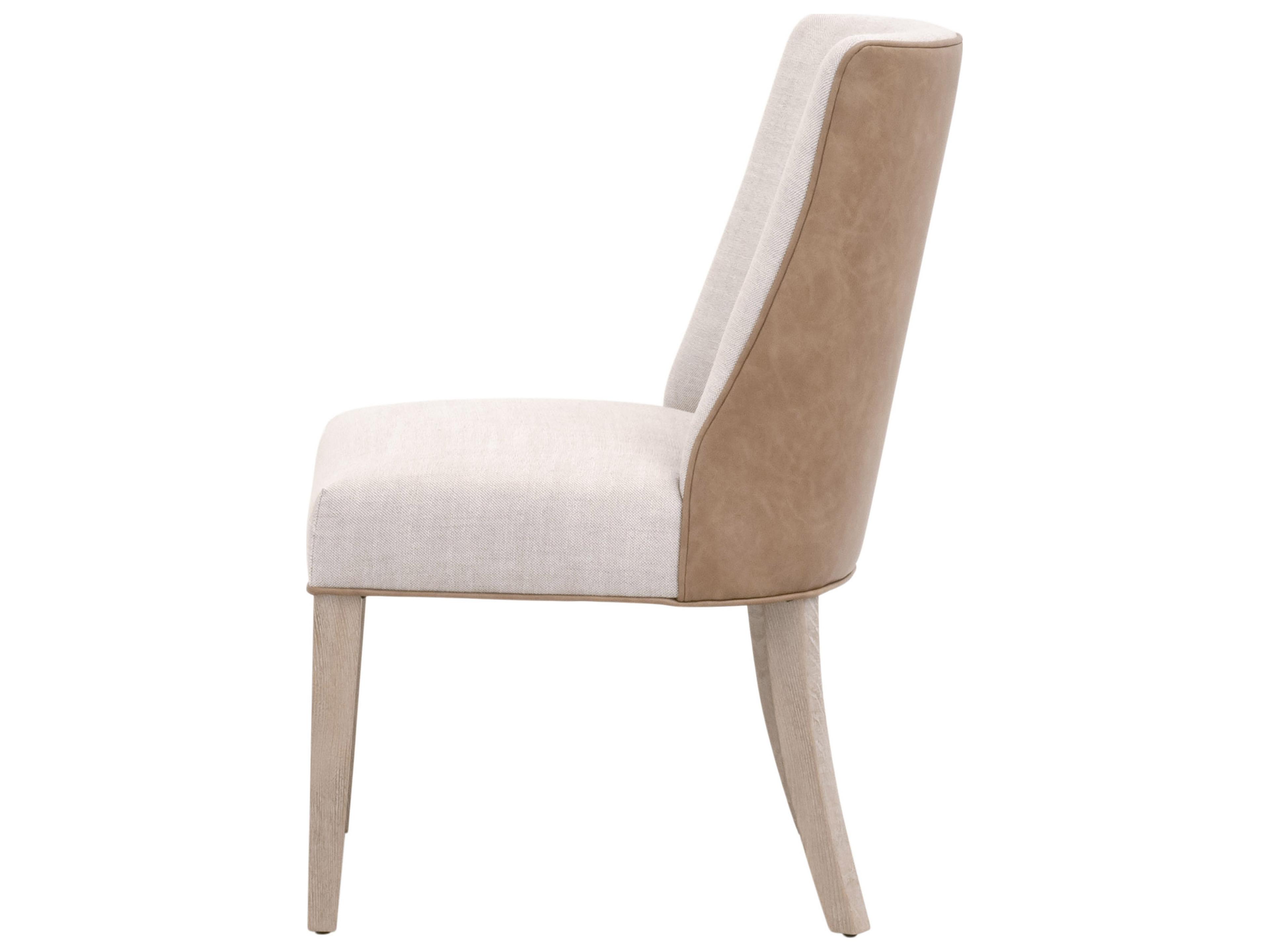 Luxecor Respite Ash Wood White Upholstered Armless Dining Chair, Set of 2