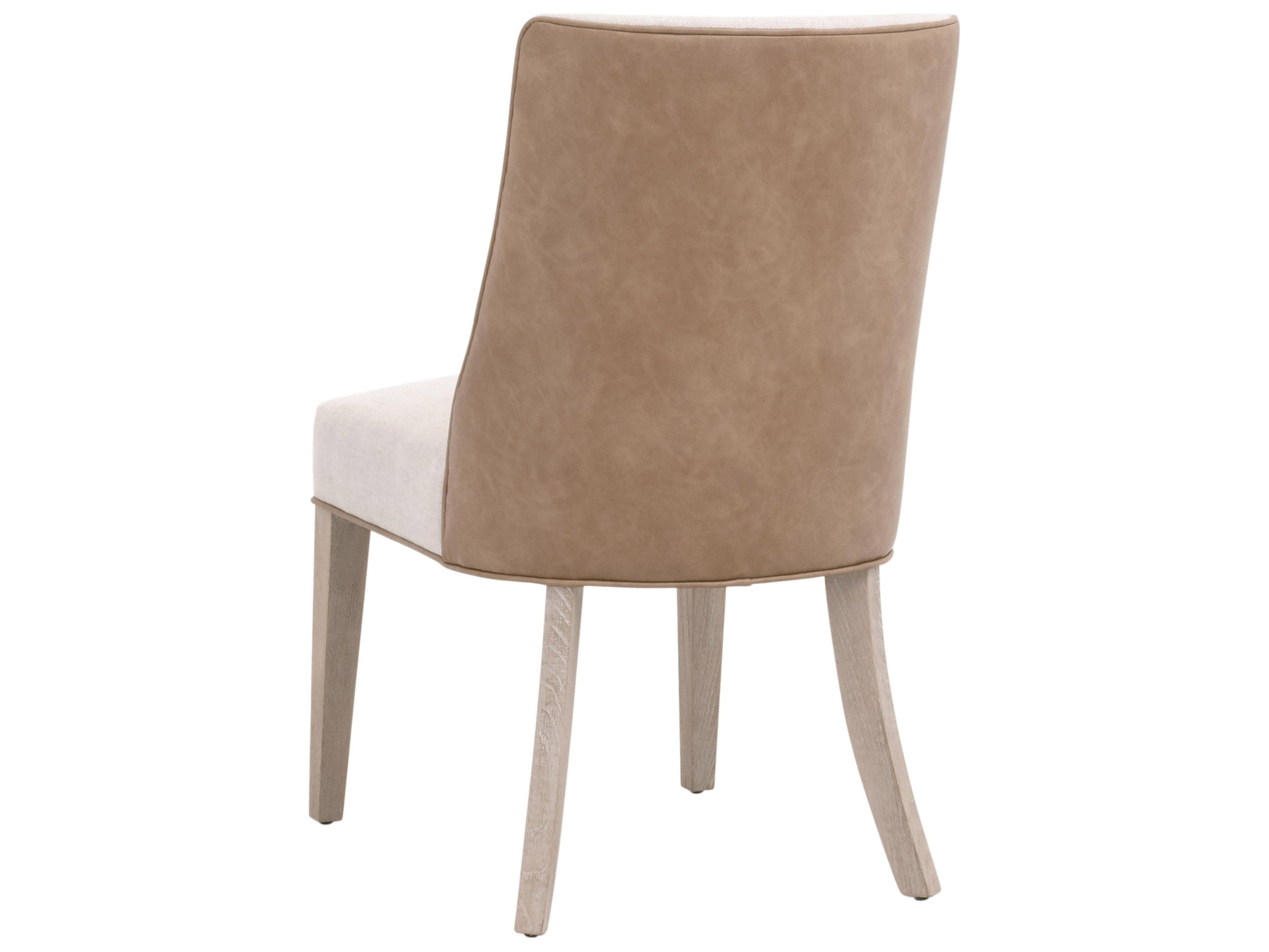 Luxecor Respite Ash Wood White Upholstered Armless Dining Chair, Set of 2