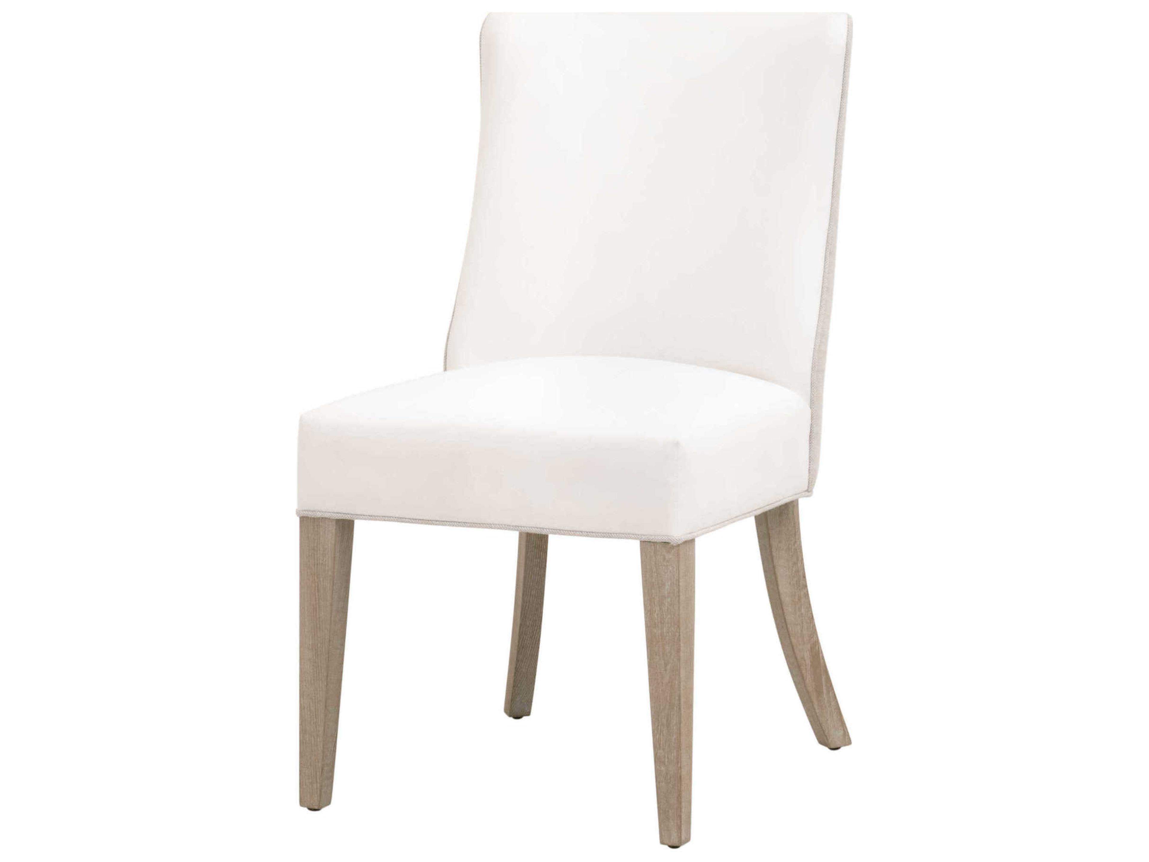 Duet Ash Wood White Upholstered Side Dining Chair Set of 2