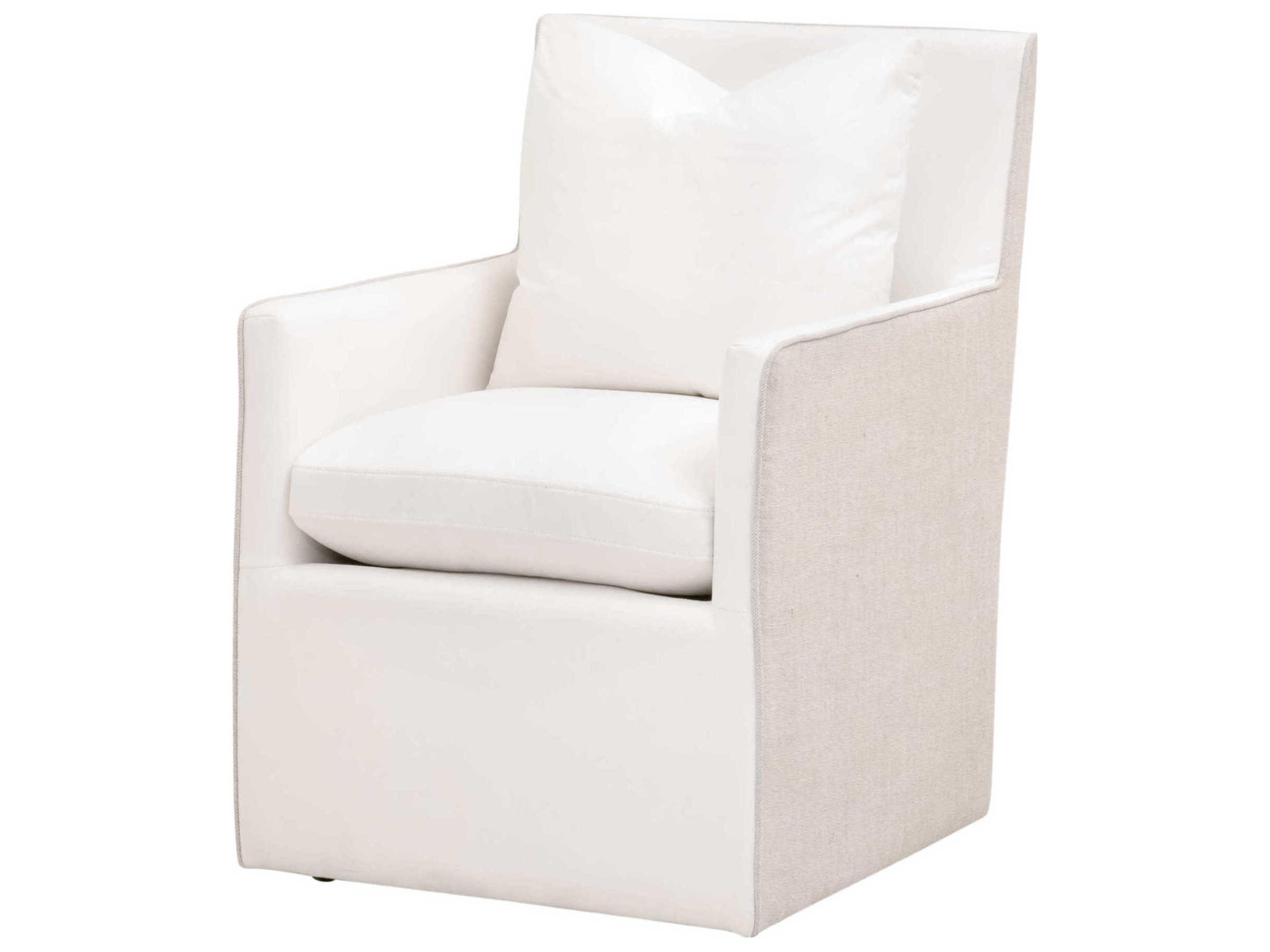 Harmony White Upholstered Arm Dining Chair