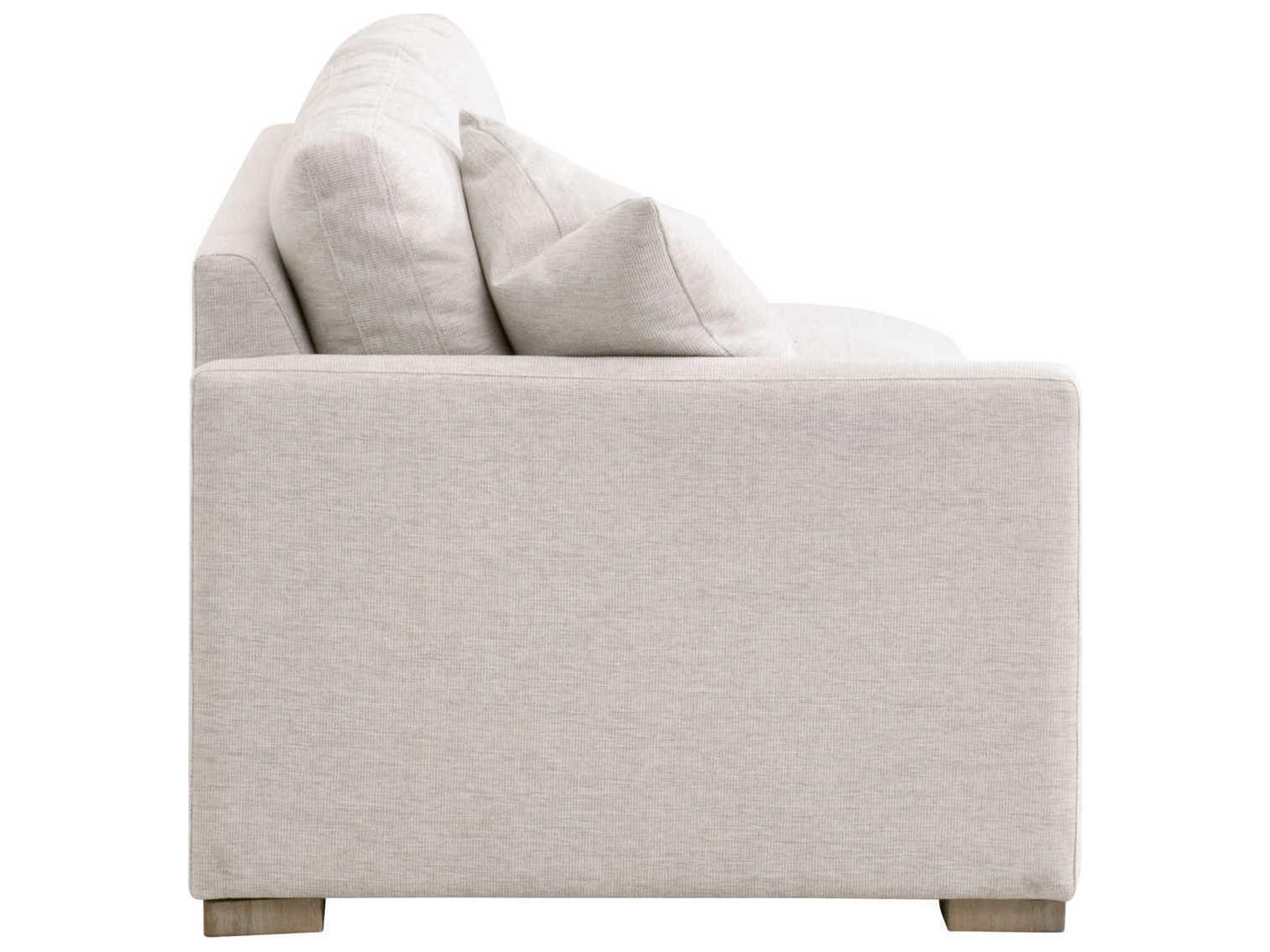 Essentials for Living Stitch & Hand Clara Modular LAF Performance Stone Basketweave Natural Gray Oak White Upholstered Sofa