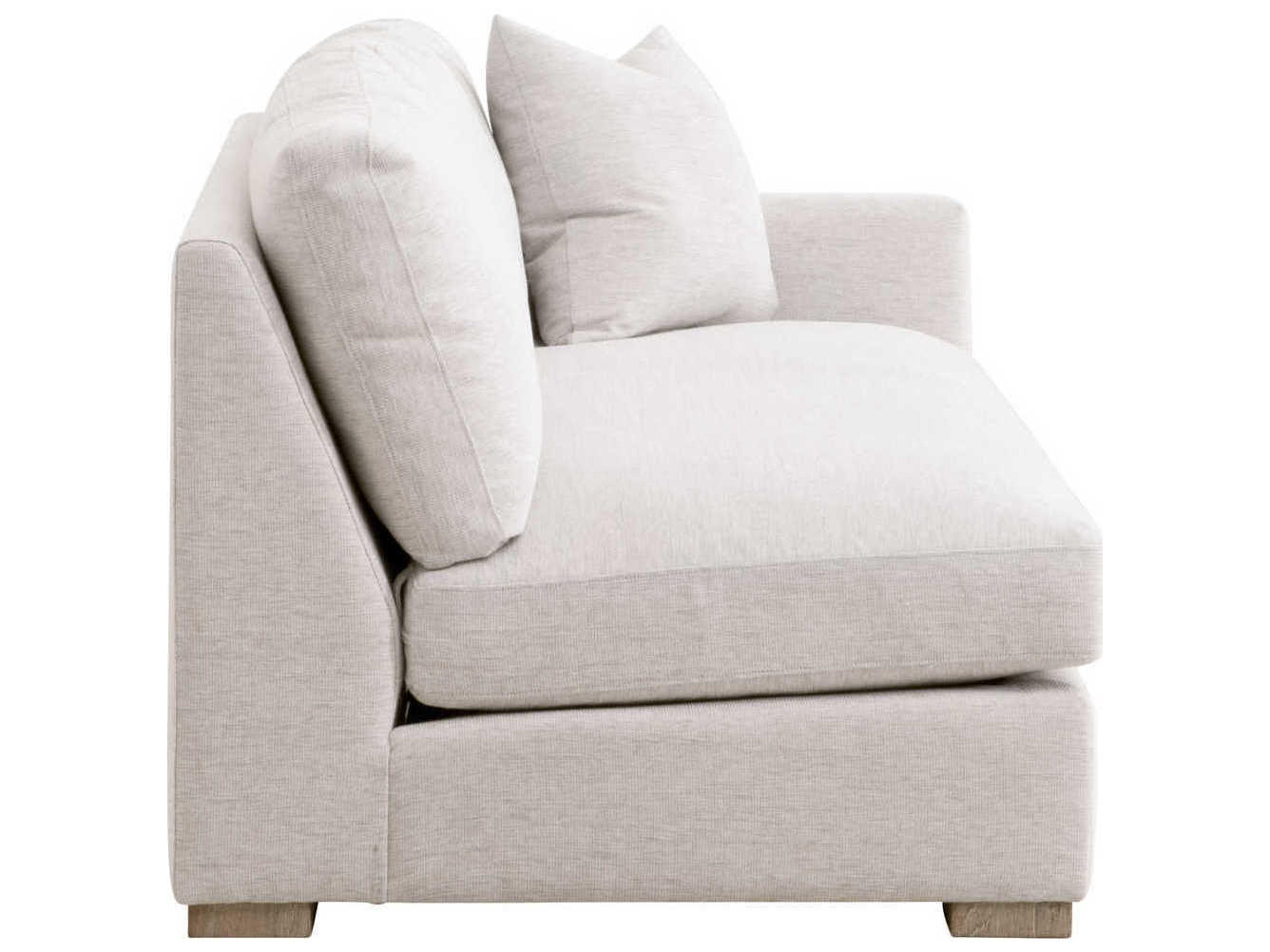 Essentials for Living Stitch & Hand Clara Modular RAF Performance Stone Basketweave Natural Gray Oak White Upholstered Sofa