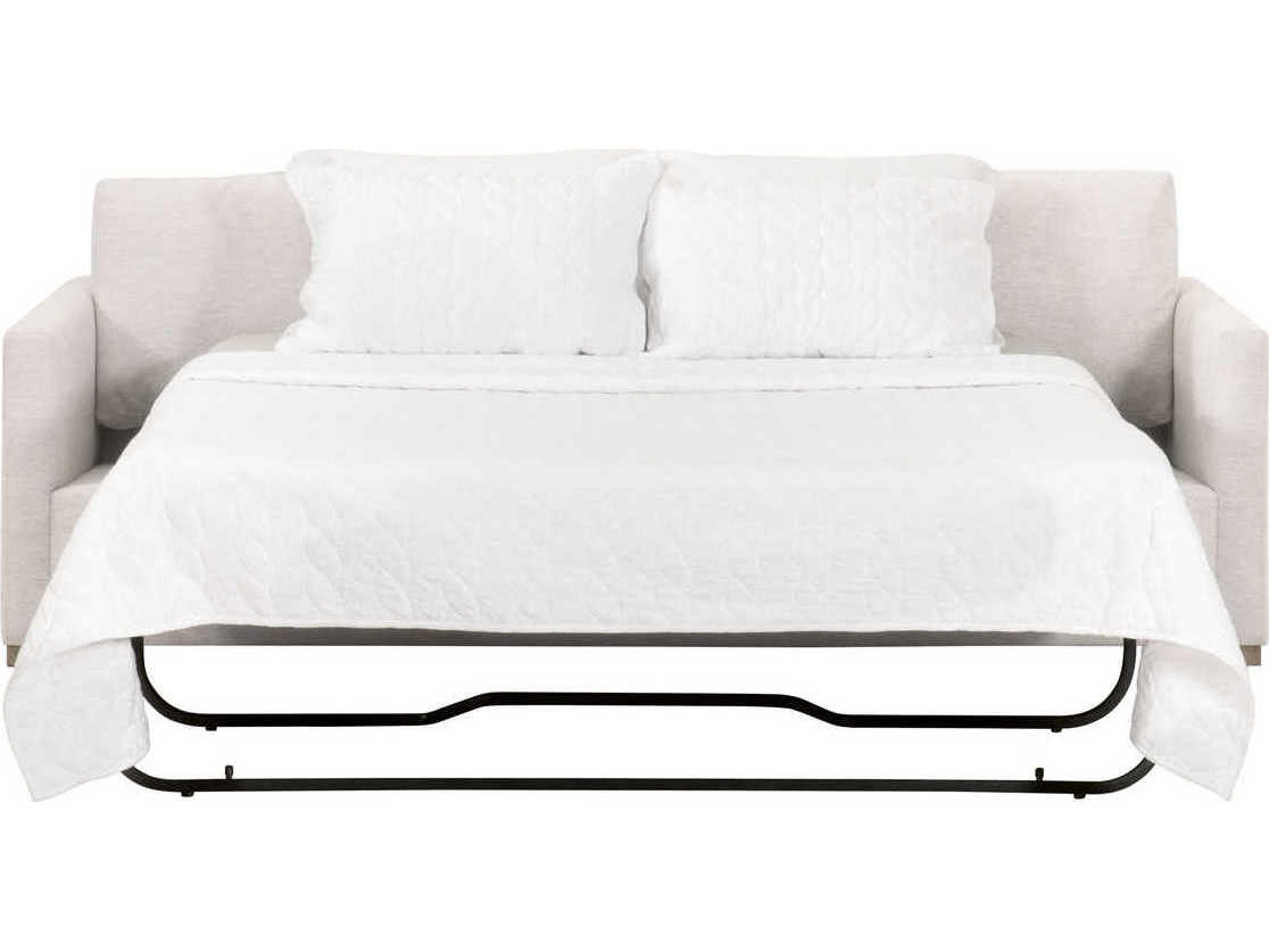 Essentials for Living Stitch & Hand Clara Performance Stone Basketweave Natural Gray Oak White Upholstered Sofa Bed