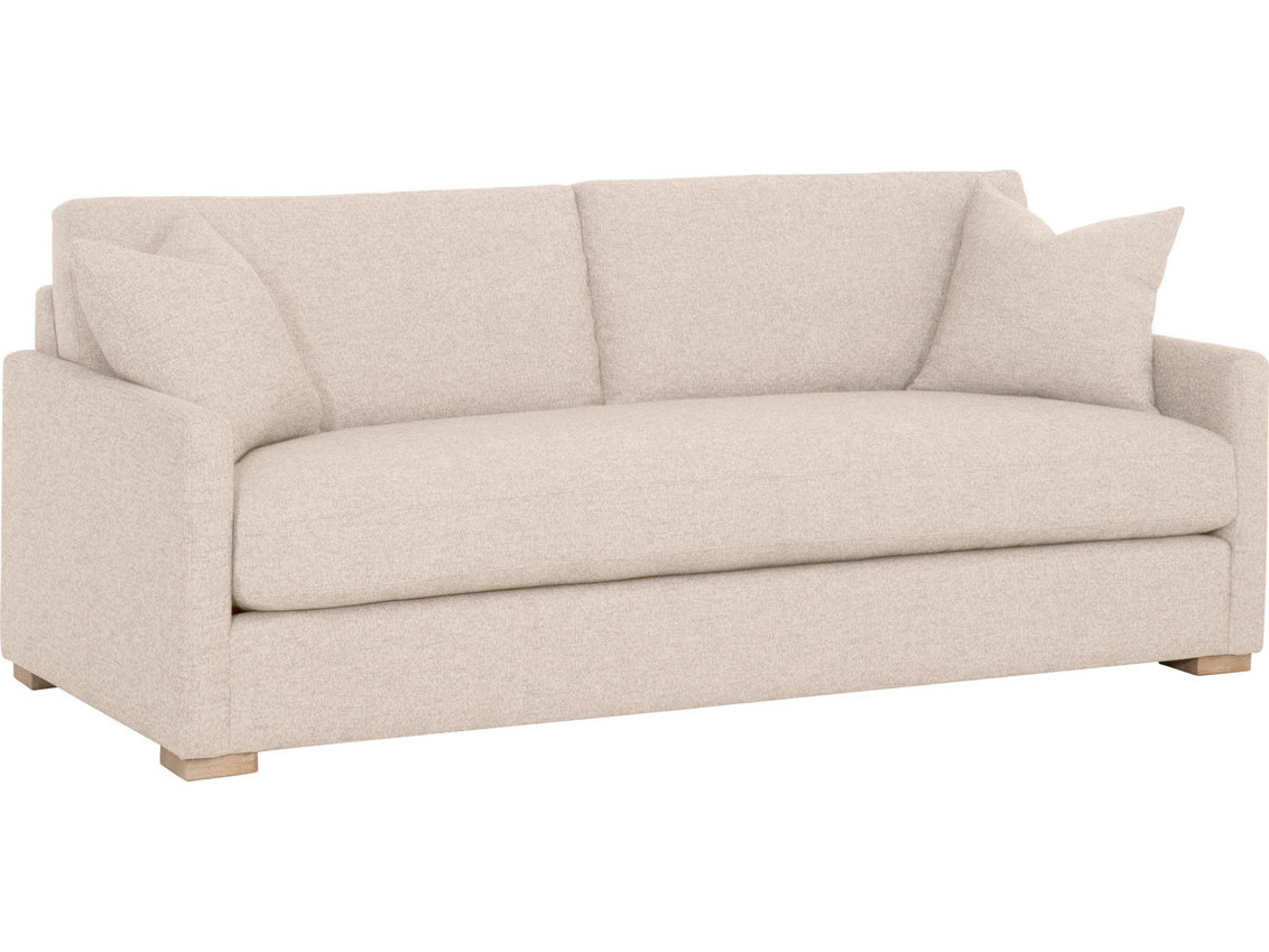 Respite Stone Basketweave Natural Gray White Upholstered Sofa