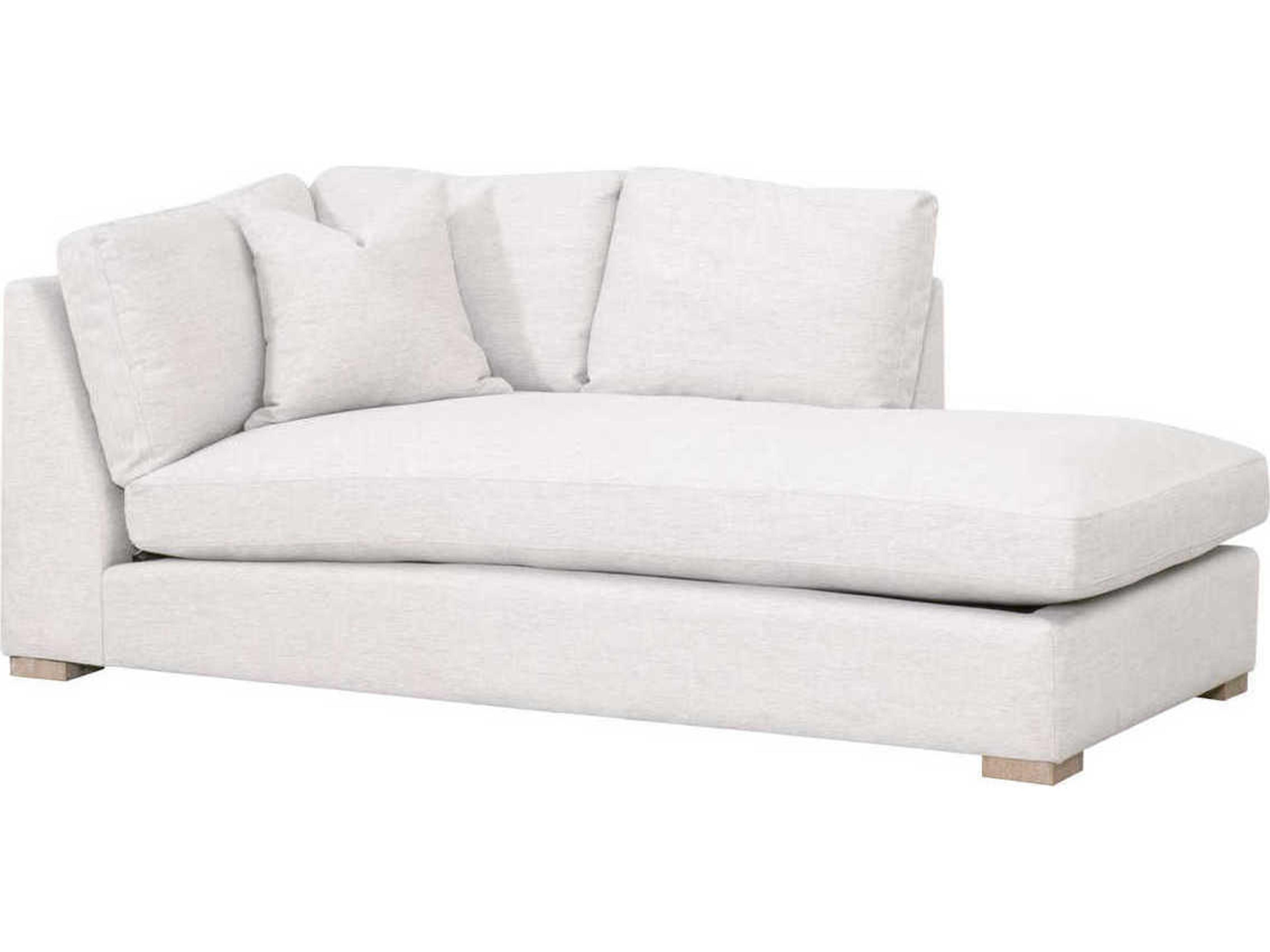 Stitch & Hand Clara Performance Stone Basketweave Natural Gray Oak White Upholstered Chaise