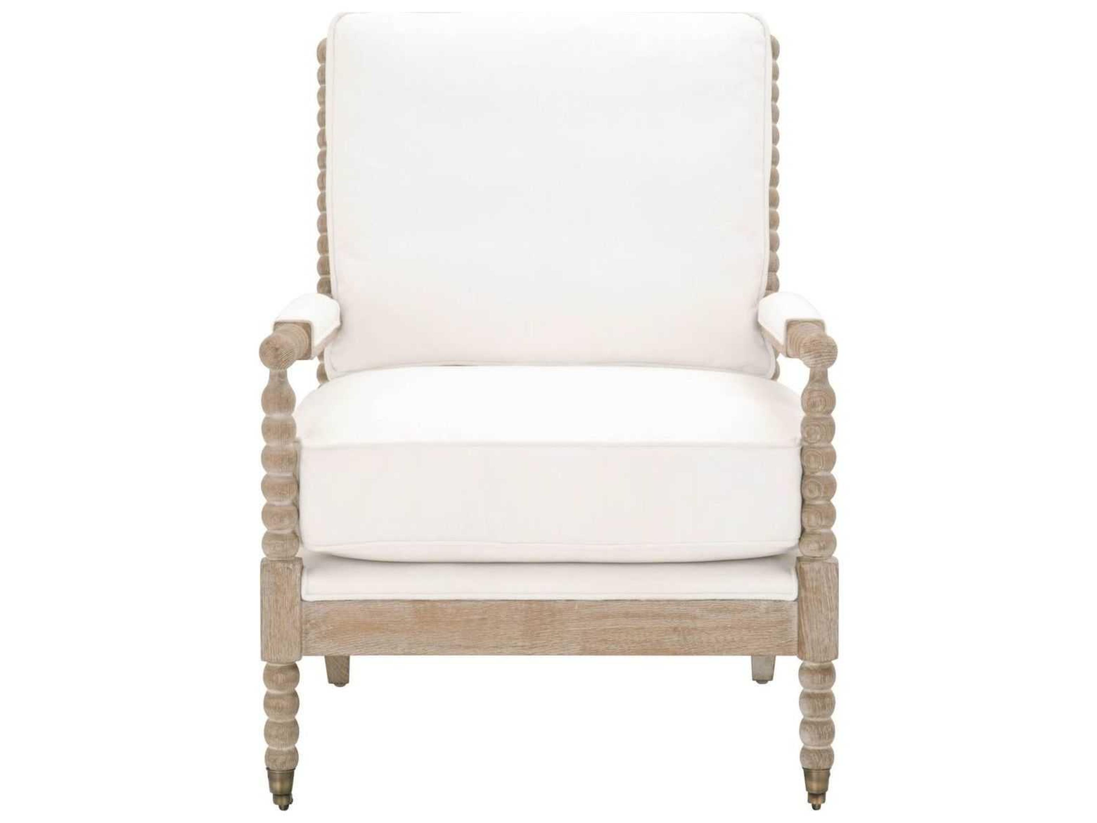 Luxecor Respite Rolling White Fabric Accent Chair