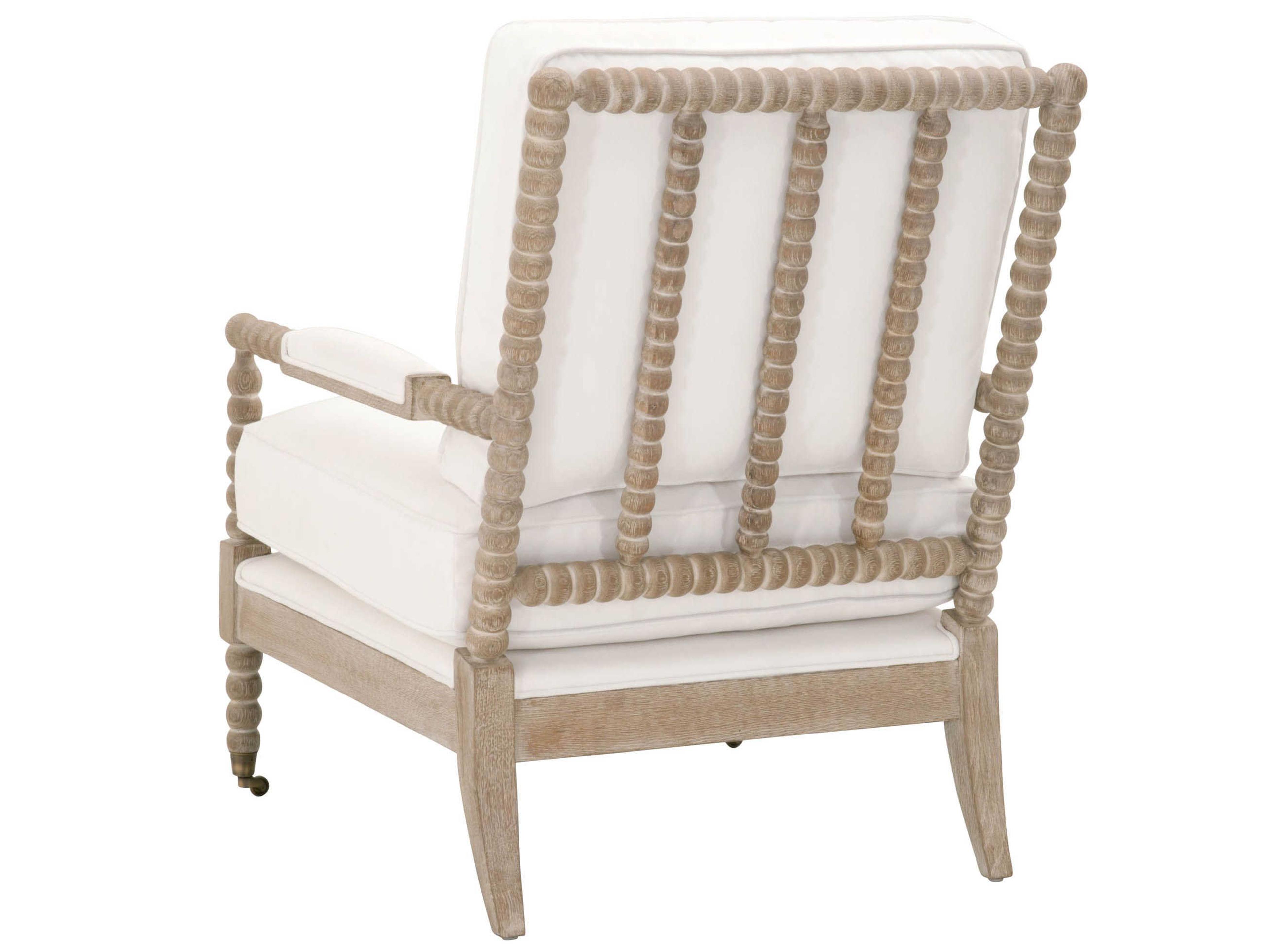 Luxecor Respite Rolling White Fabric Accent Chair