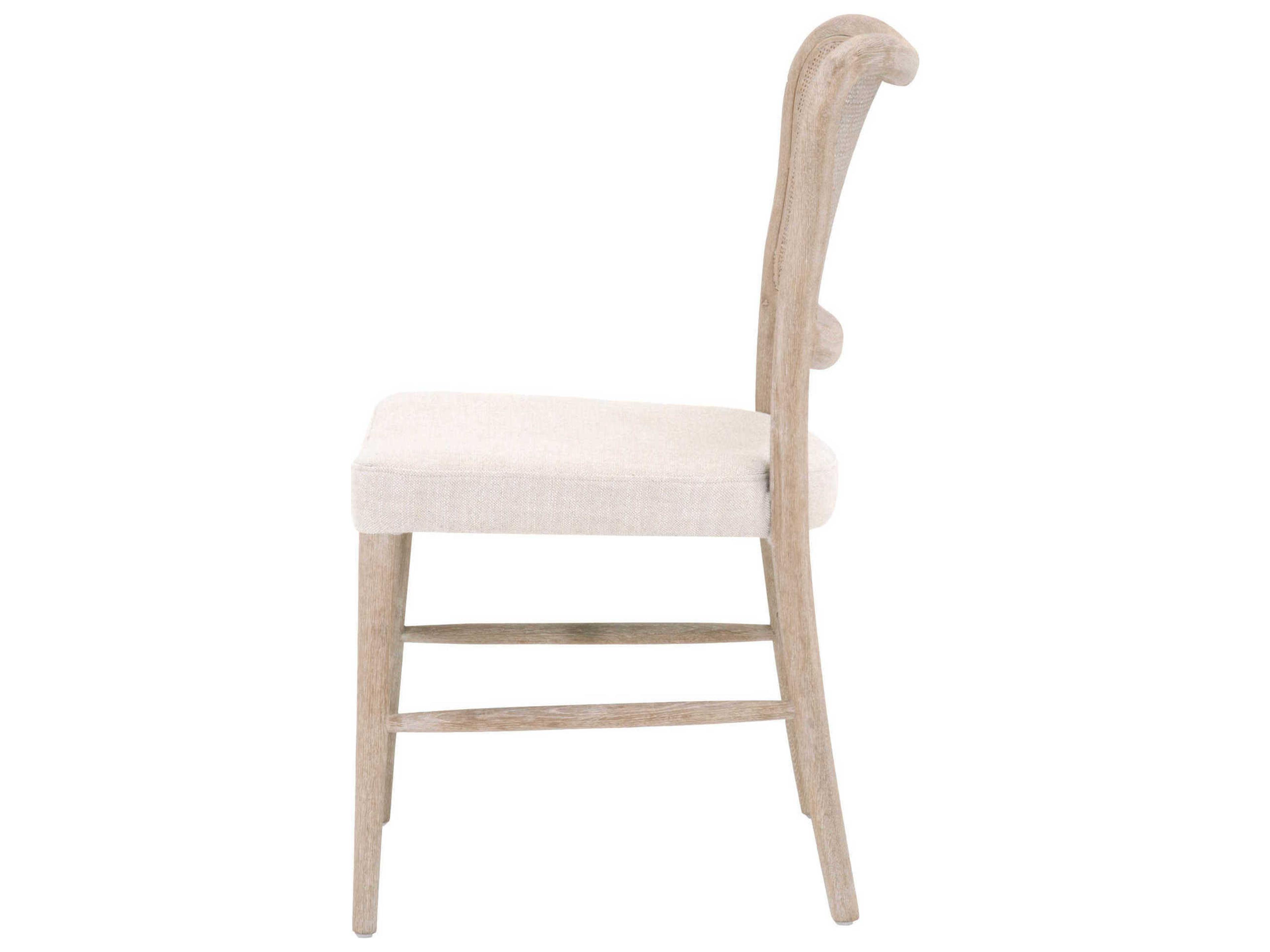 Luxecor Respite Oak Wood Beige Upholstered Side Dining Chair Set of 2