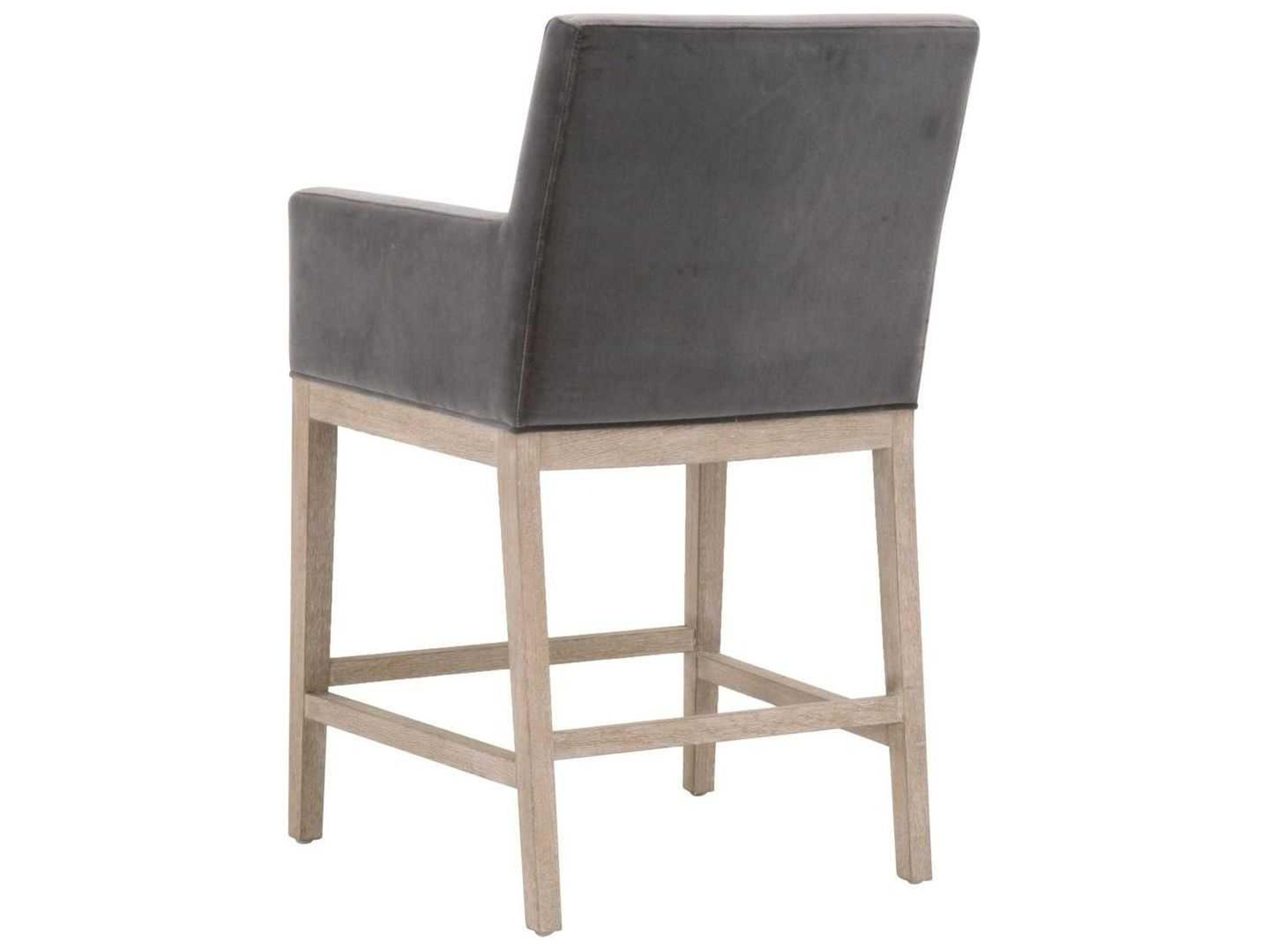 Luxecor Respite Upholstered Oak Wood Dark Dove Velvet Counter Stool