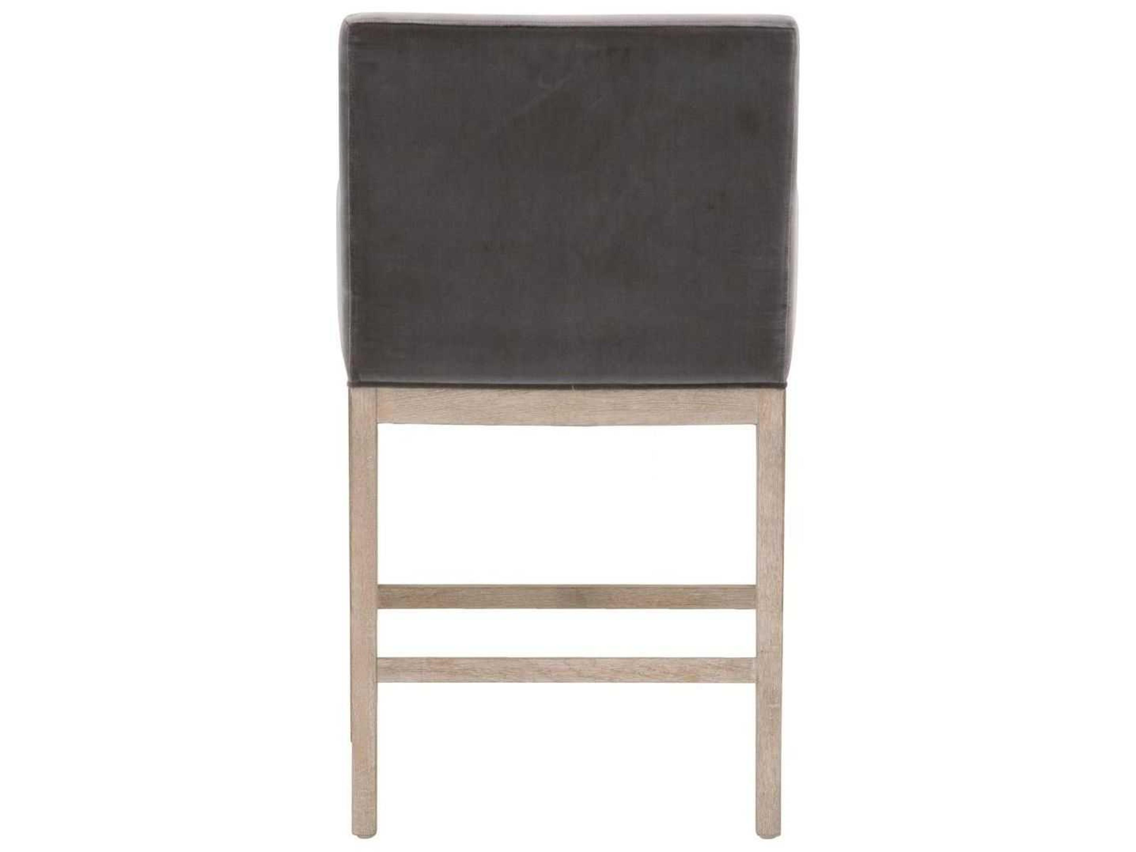 Luxecor Respite Upholstered Oak Wood Dark Dove Velvet Counter Stool