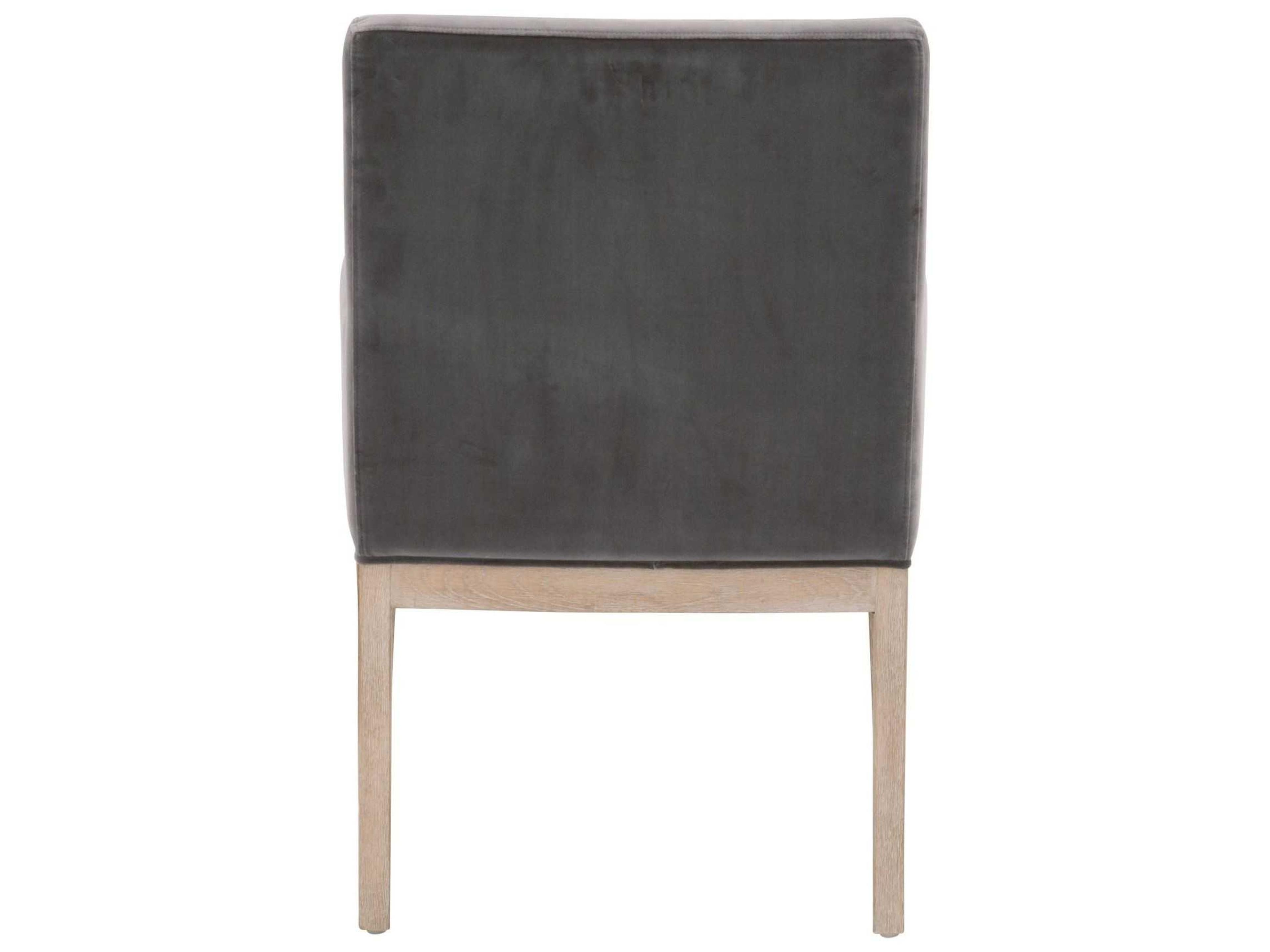 Luxecor Respite Oak Wood Gray Upholstered Arm Dining Chair