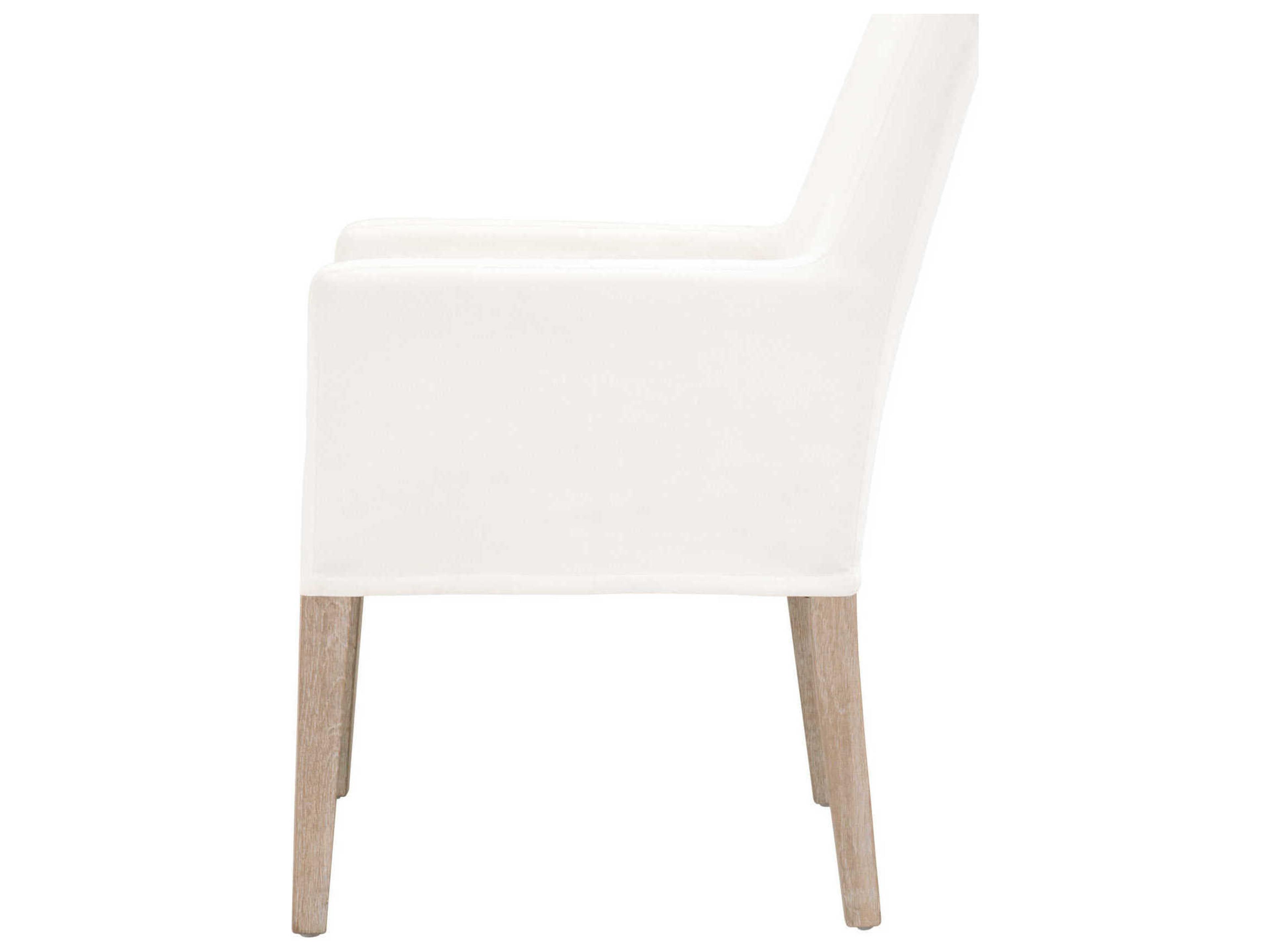 Luxecor Respite Oak Wood White Upholstered Arm Dining Chair
