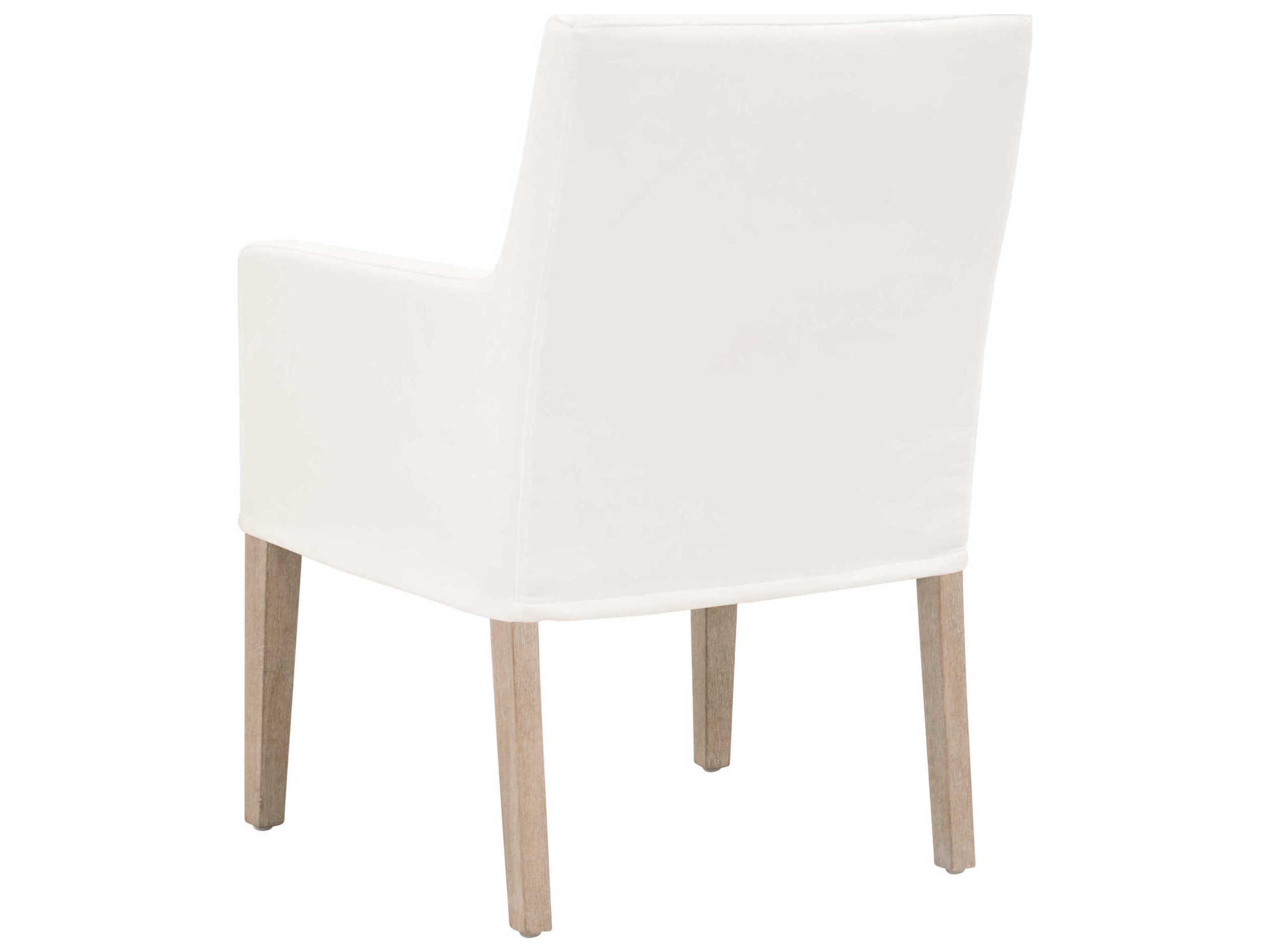 Luxecor Respite Oak Wood White Upholstered Arm Dining Chair