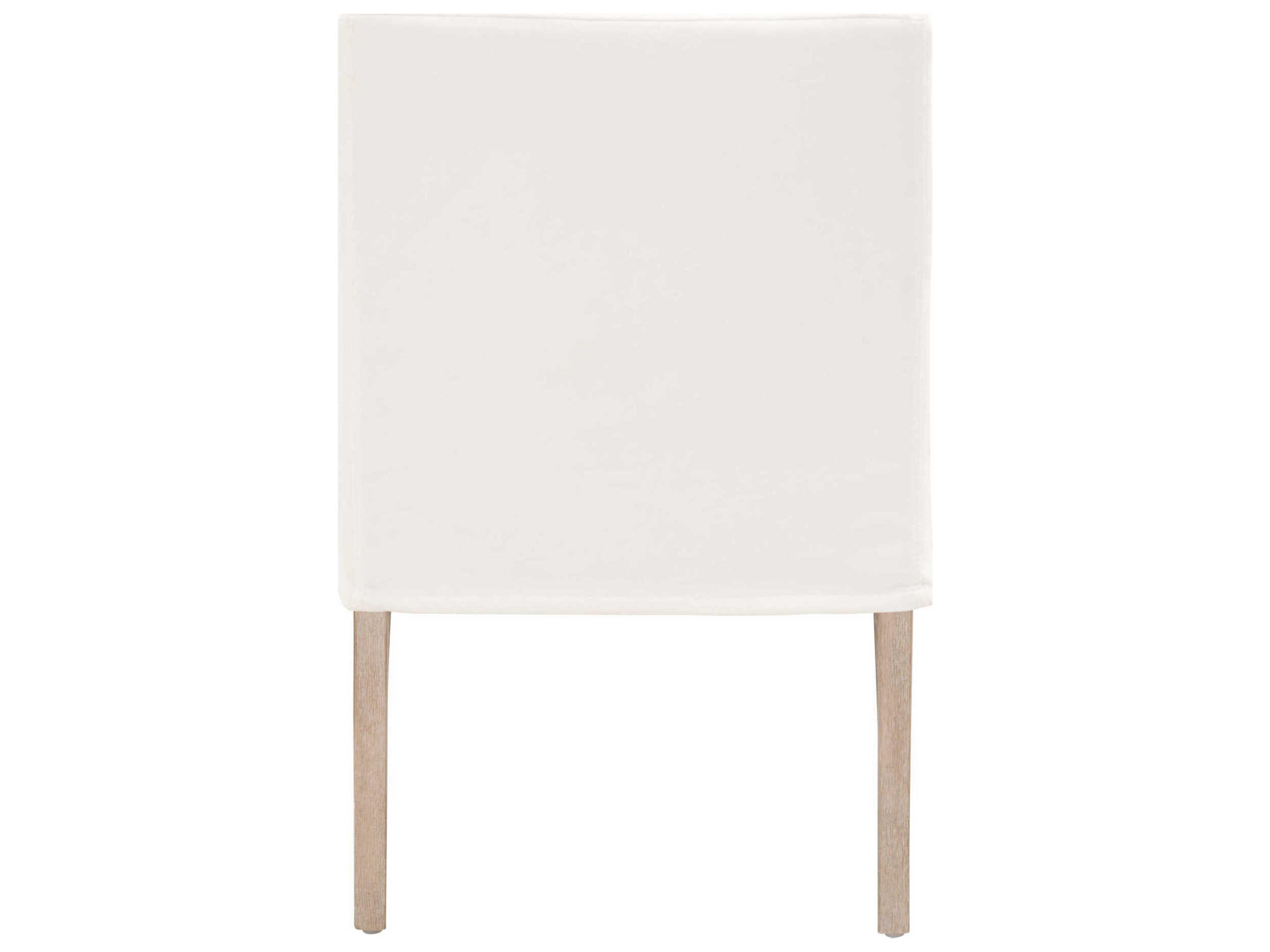 Luxecor Respite Oak Wood White Upholstered Arm Dining Chair