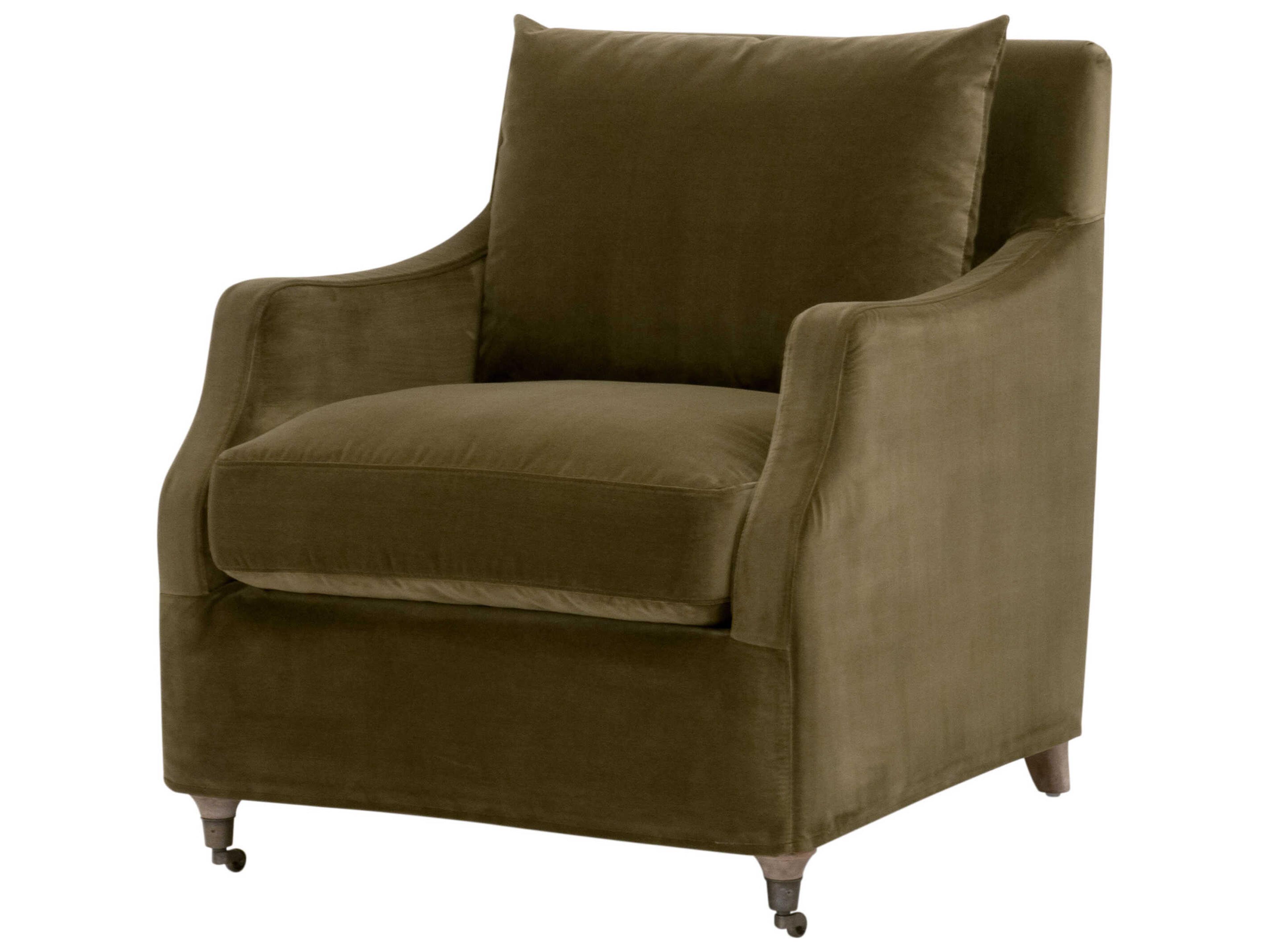 Stitch & Hand - Upholstery Jade Slipcover Rolling Green Velvet Club Chair