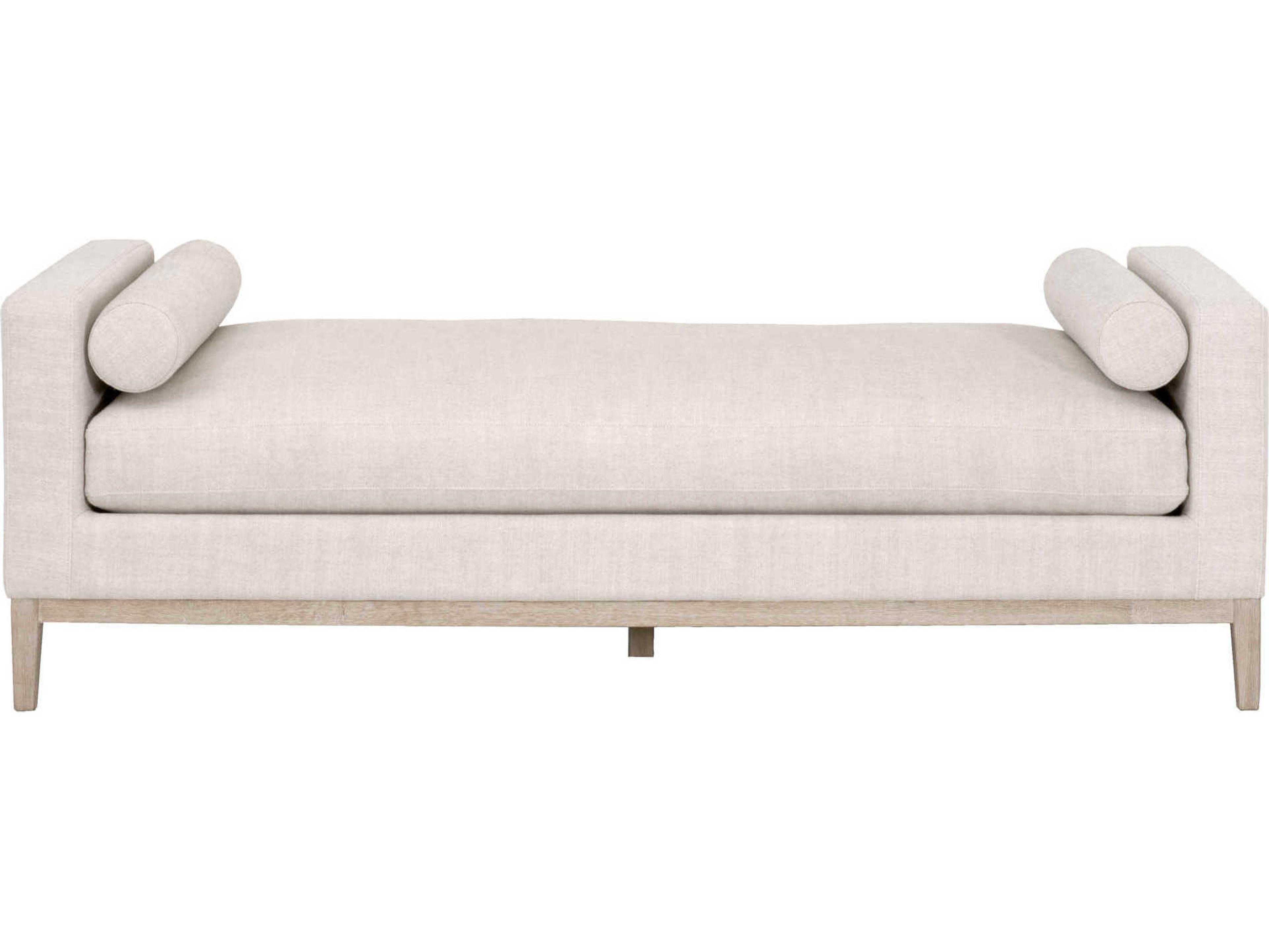 Luxecor Respite Natural Gray Oak Beige Upholstered Accent Bench