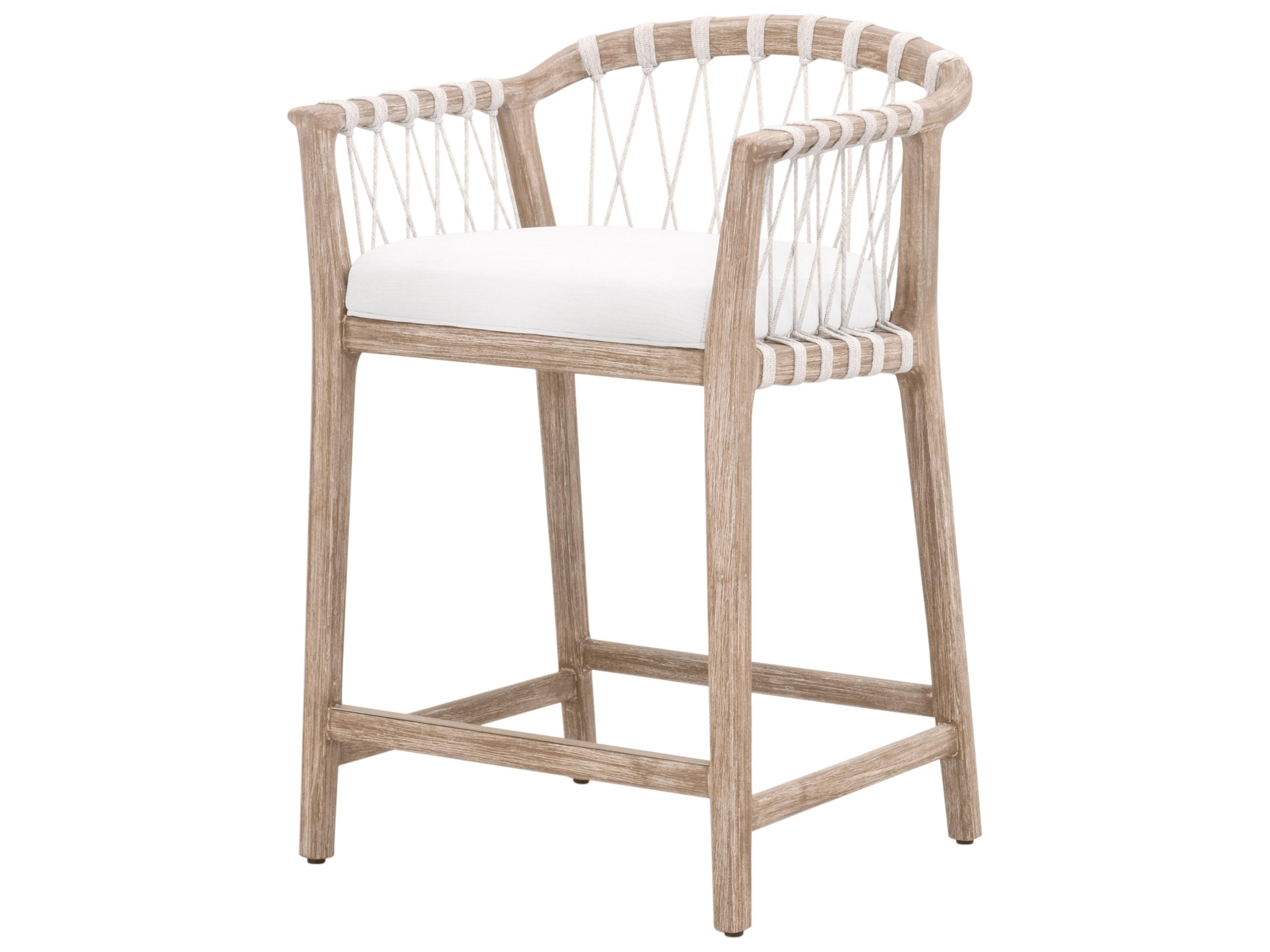Woven Pacific Hand-Wrapped Rope Counter Stool in Natural Gray and White