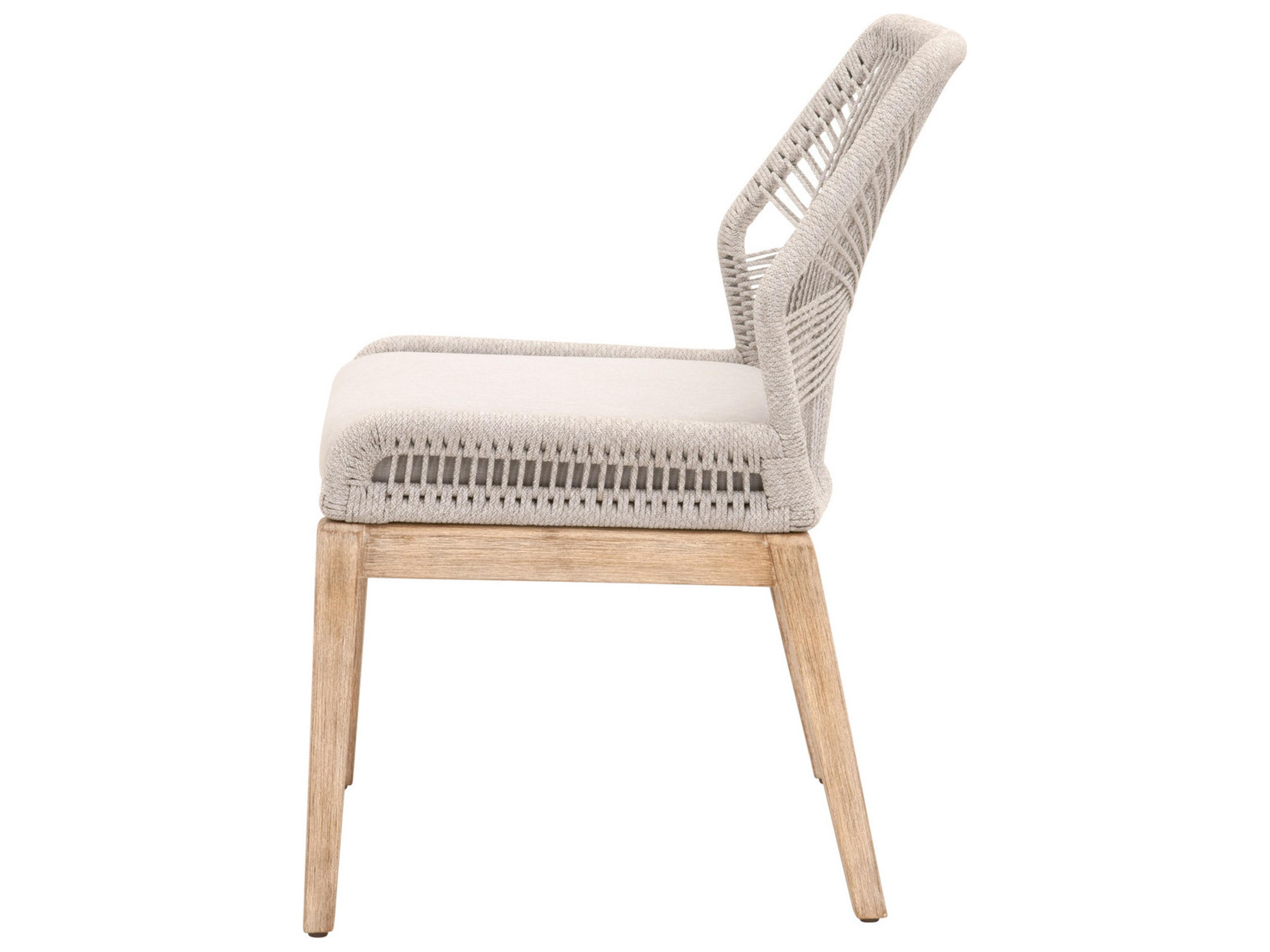 Luxecor Respite Loom Mahogany Wood Gray Upholstered Side Dining Chair Set of 2