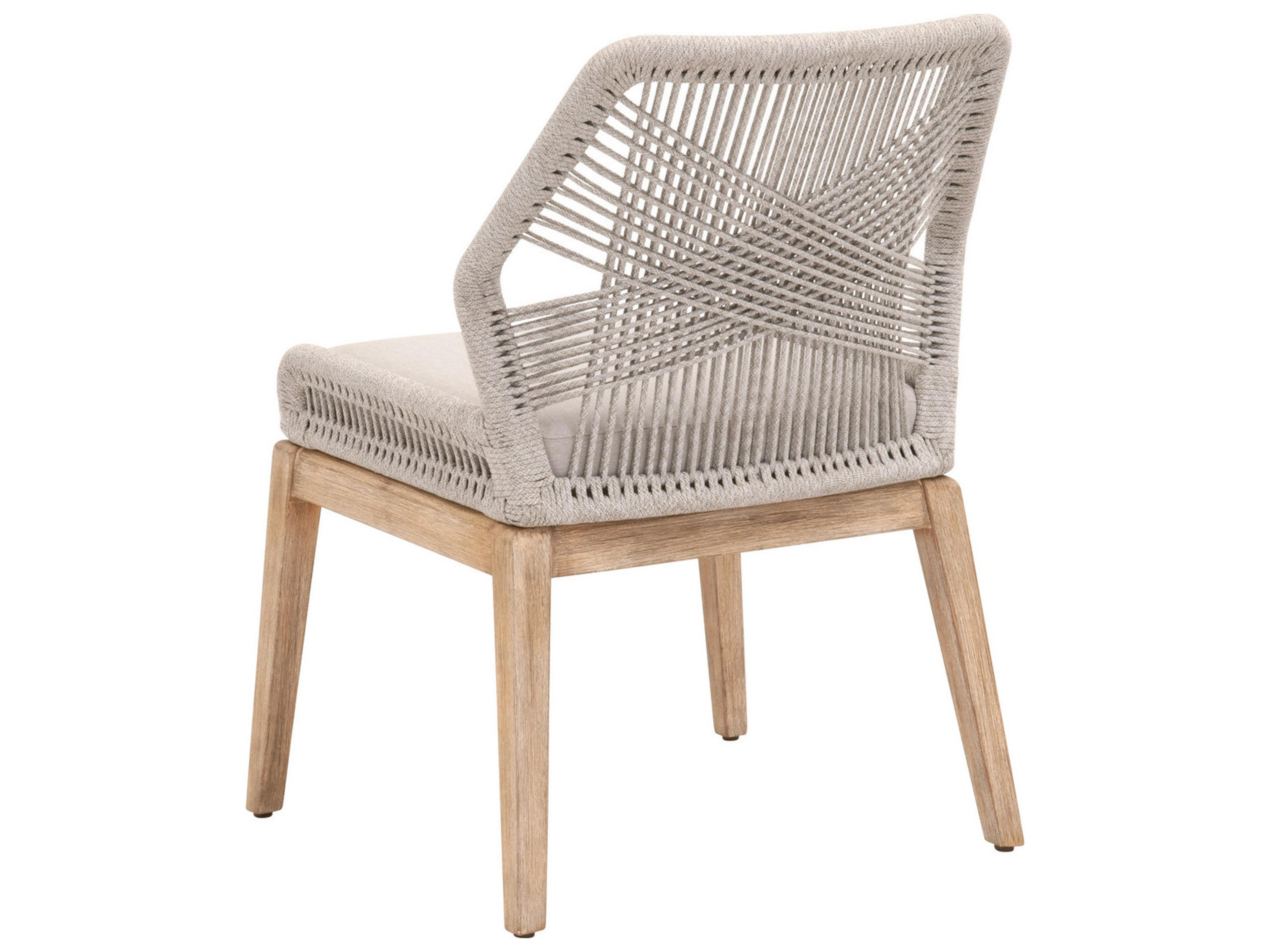 Luxecor Respite Loom Mahogany Wood Gray Upholstered Side Dining Chair Set of 2