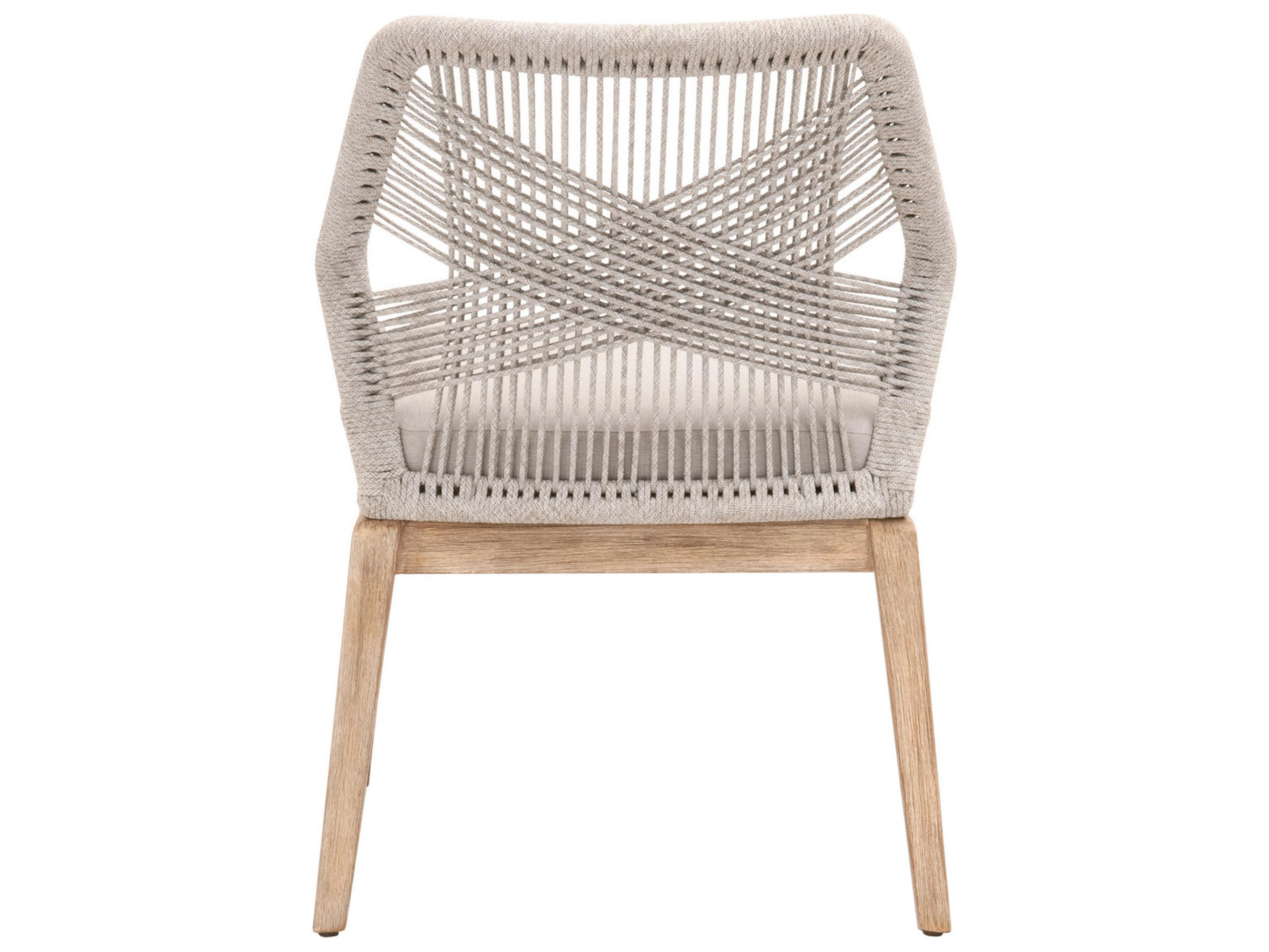 Luxecor Respite Loom Mahogany Wood Gray Upholstered Side Dining Chair Set of 2