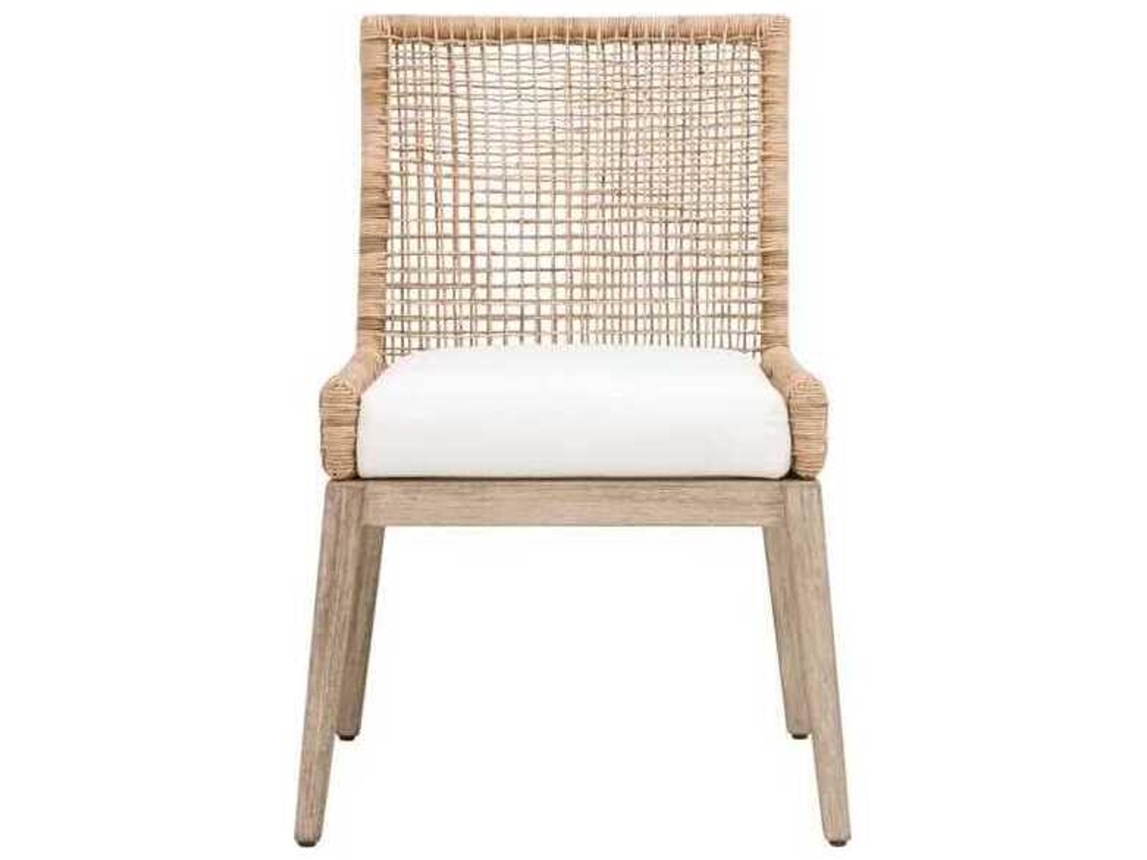 Luxecor Respite Mahogany Wood Natural Upholstered Armless Dining Chair, Set of 2