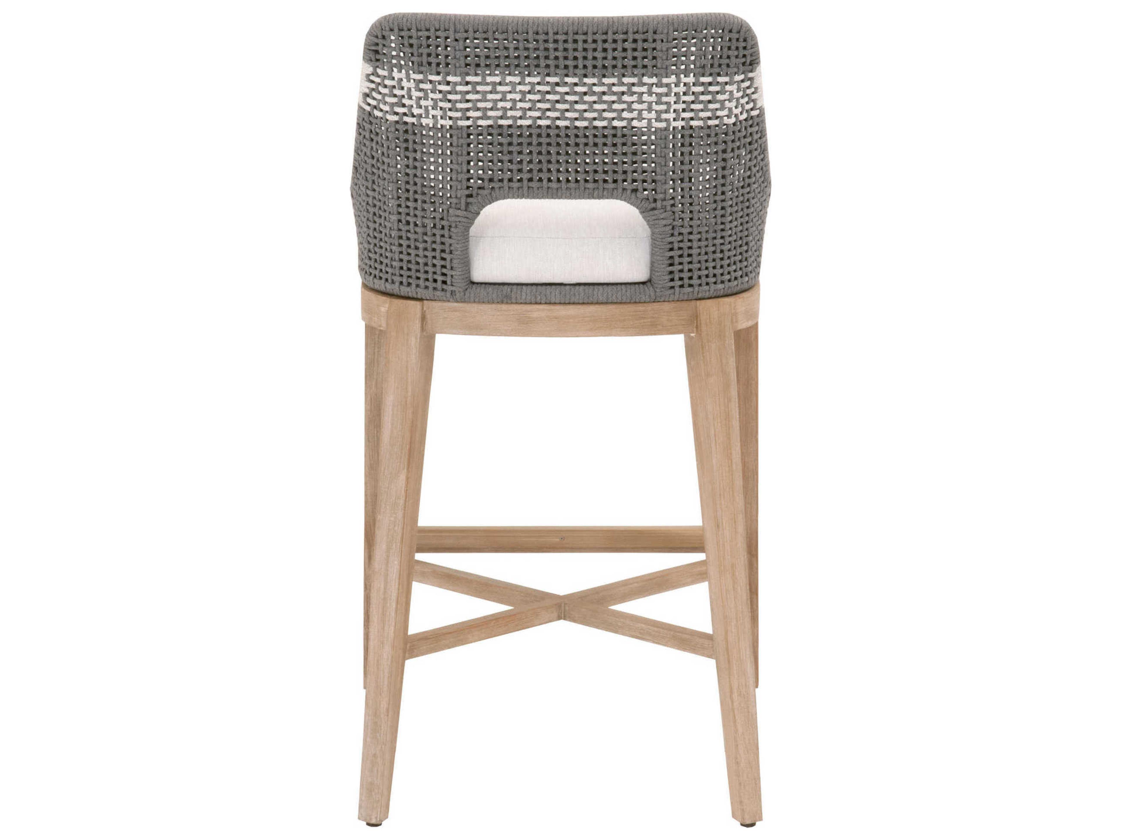 Luxecor Respite Tapestry Upholstered Mahogany Wood Dove White Gray Bar Stool