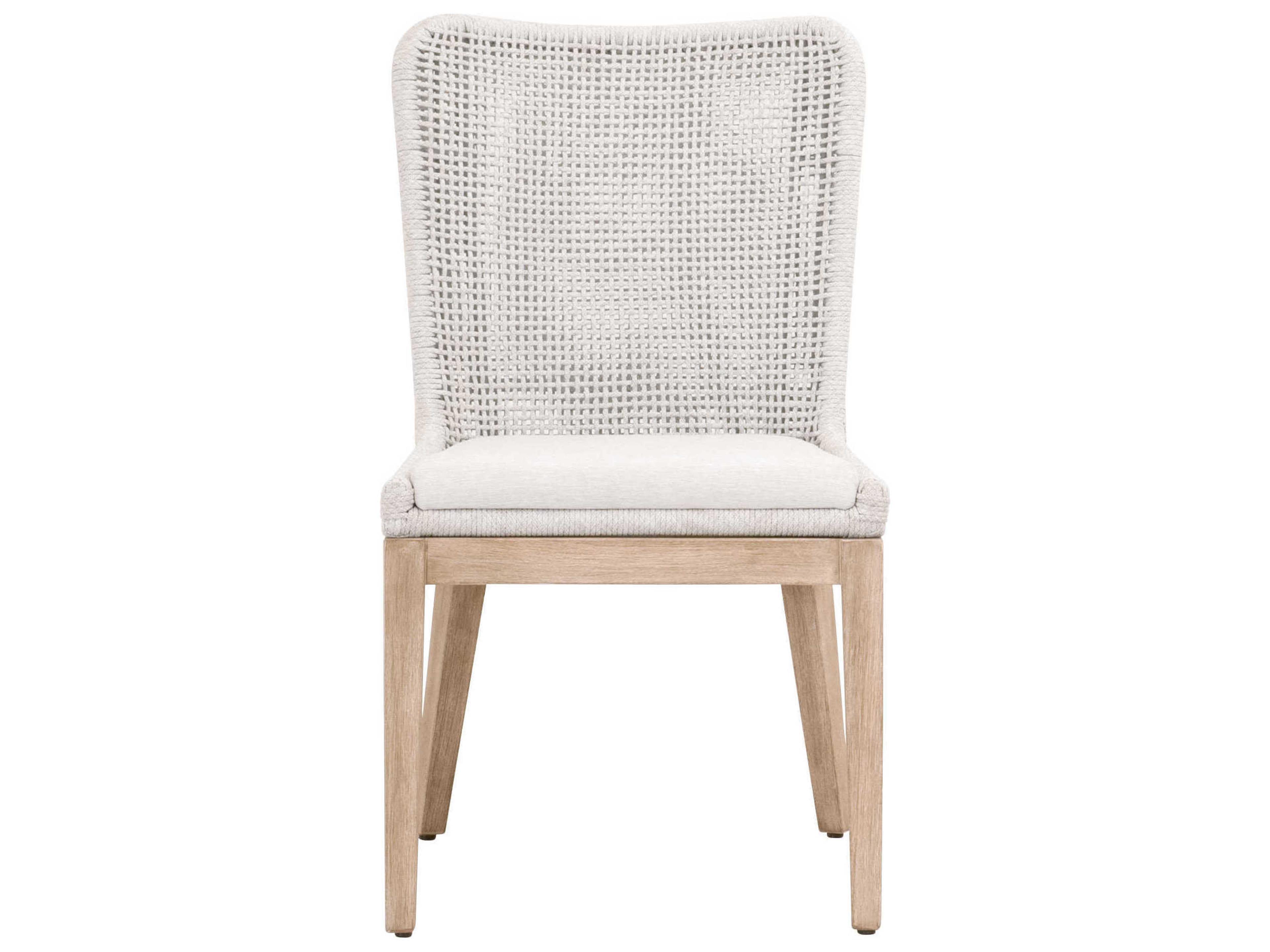 Luxecor Respite Mesh Mahogany Wood Gray Upholstered Side Dining Chair