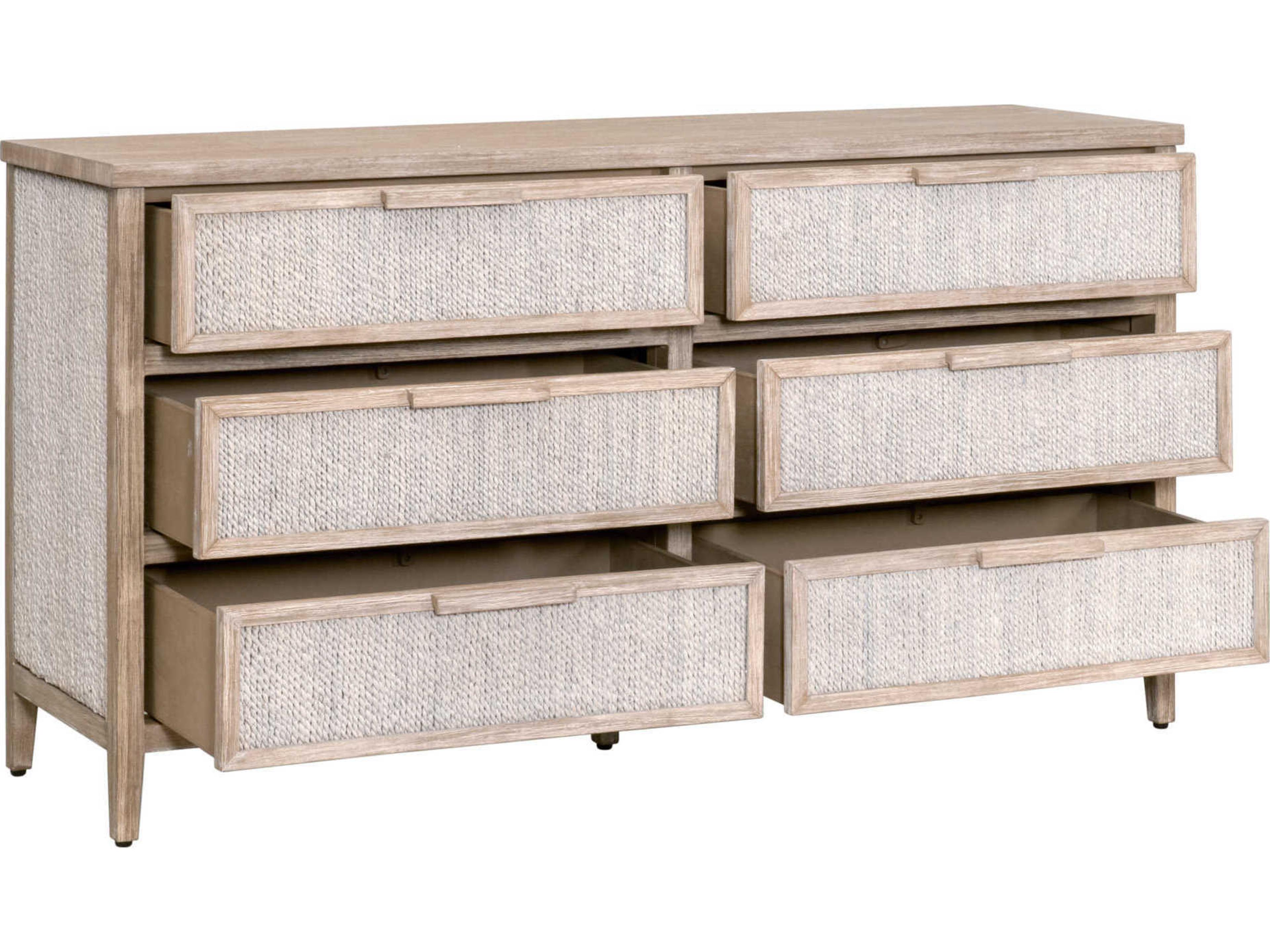 Luxecor Respite 6-Drawers Brown Abaca Wood Double Dresser