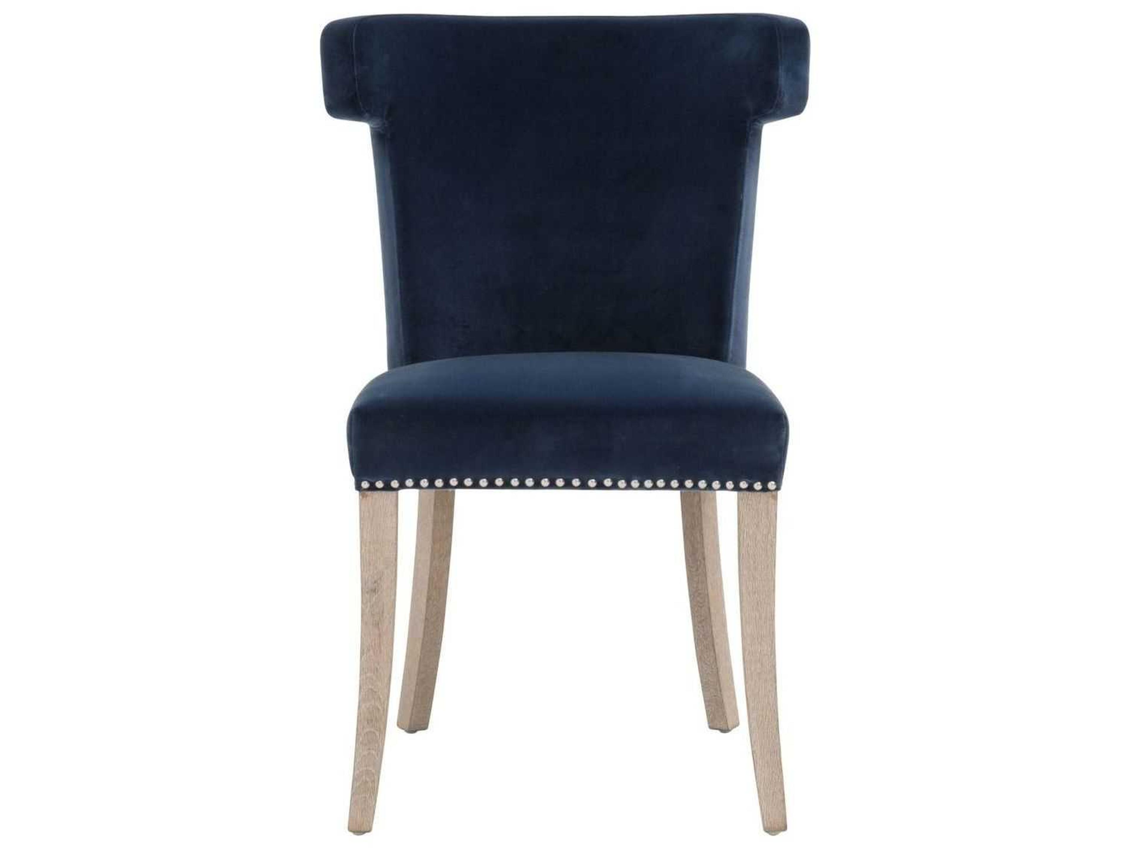 Essentials for Living Stitch & Hand Celina Oak Wood Blue Upholstered Side Dining Chair