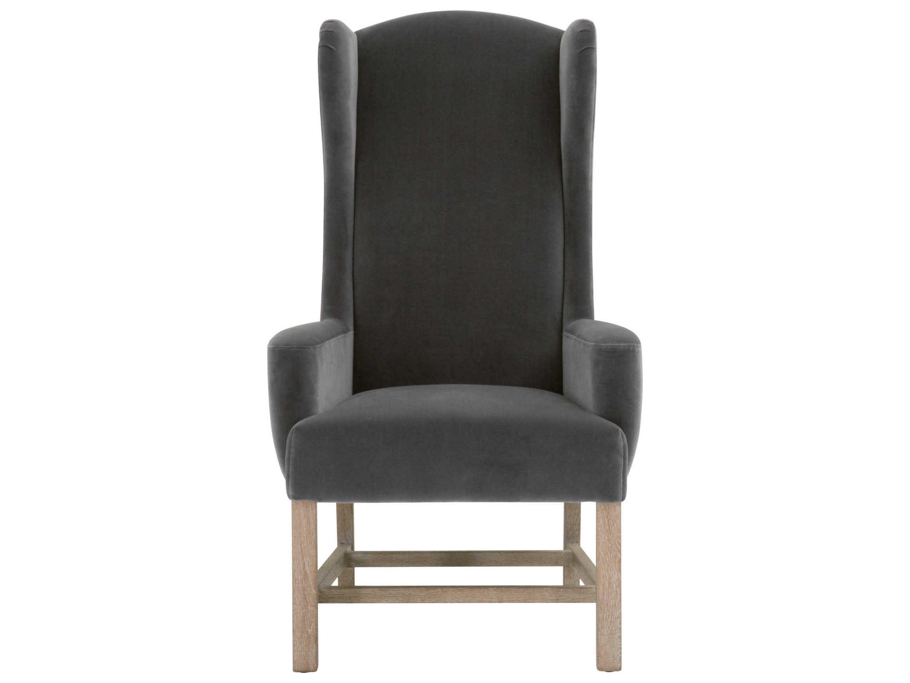 Luxecor Stitch & Hand Bennett Oak Wood Gray Upholstered Arm Dining Chair