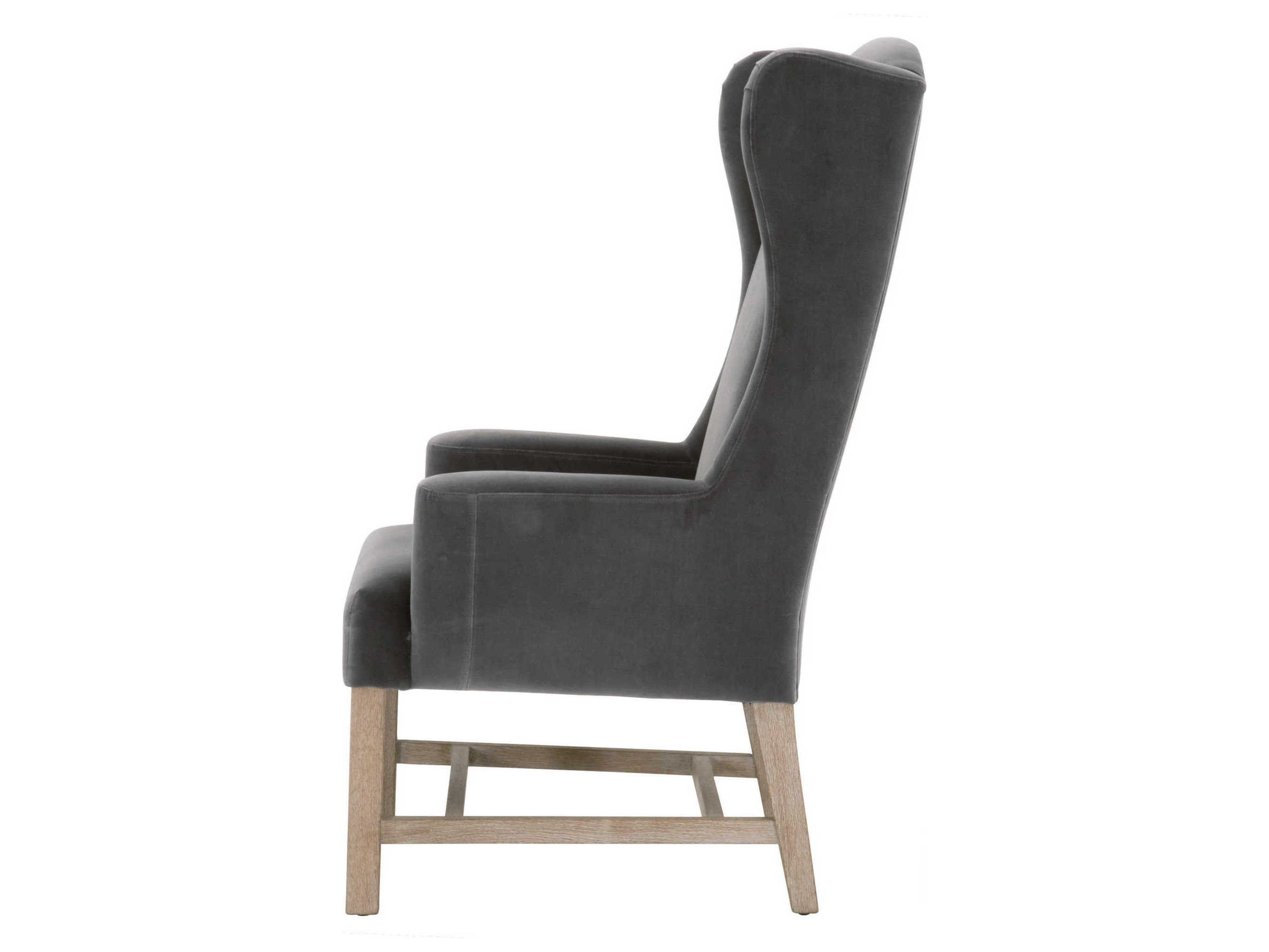 Luxecor Stitch & Hand Bennett Oak Wood Gray Upholstered Arm Dining Chair
