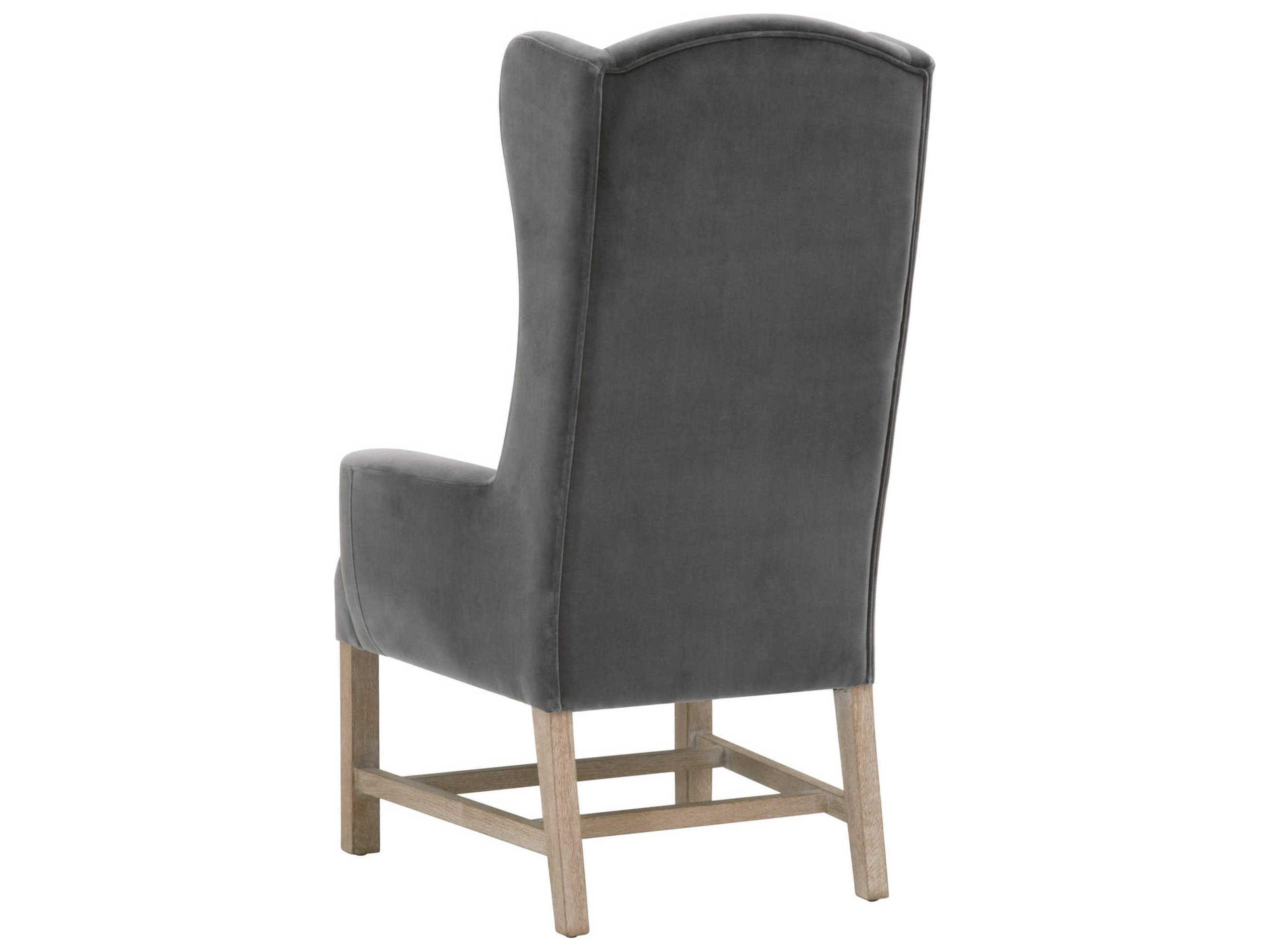 Luxecor Stitch & Hand Bennett Oak Wood Gray Upholstered Arm Dining Chair