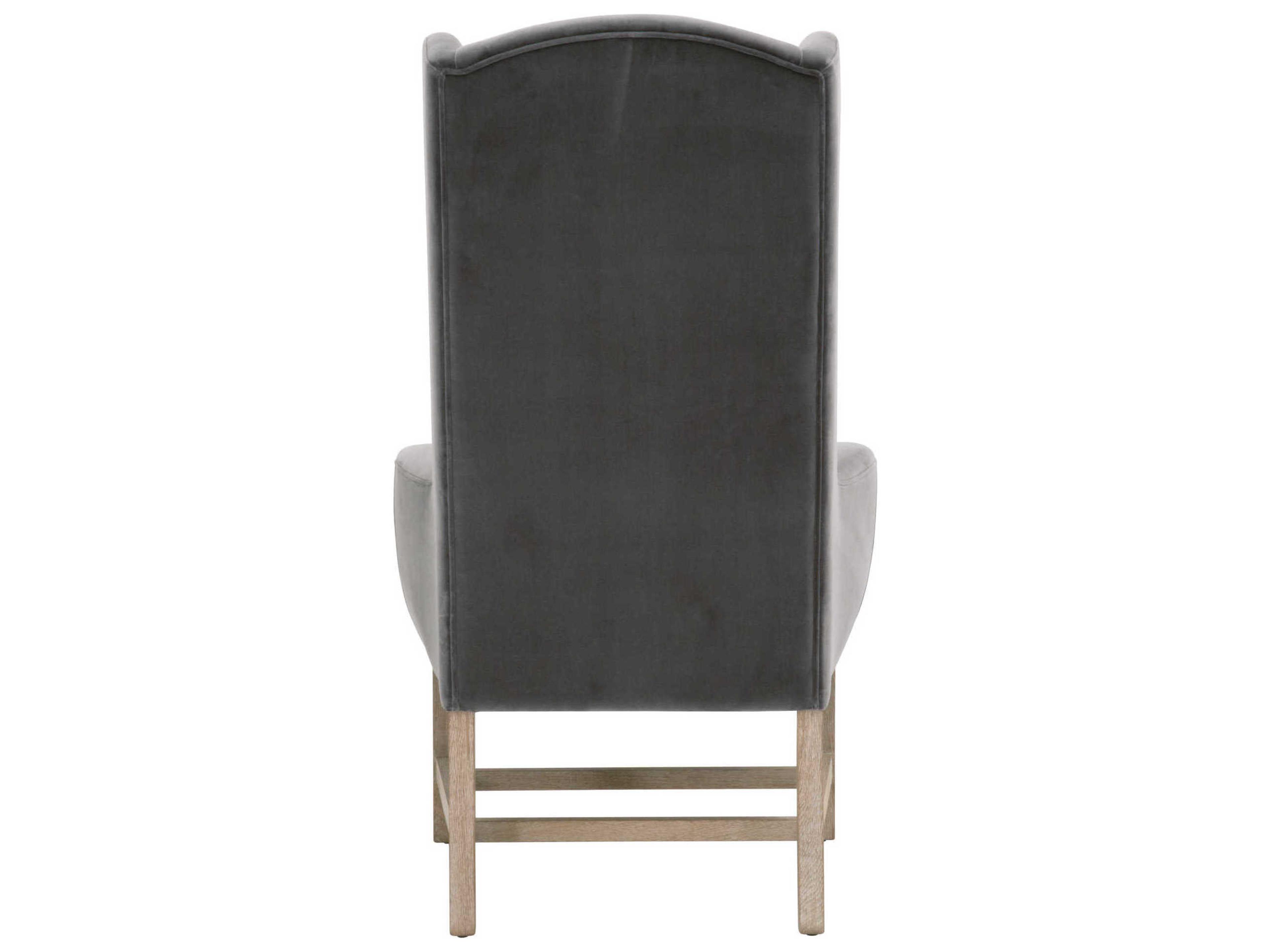 Luxecor Stitch & Hand Bennett Oak Wood Gray Upholstered Arm Dining Chair